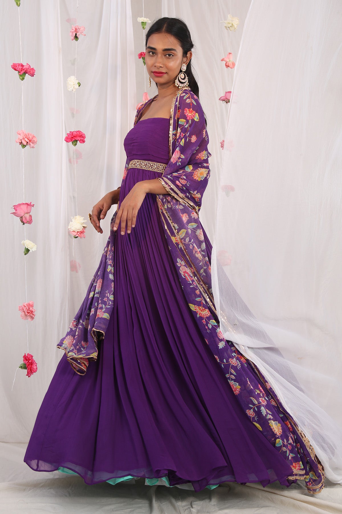 Draped purple anarkali