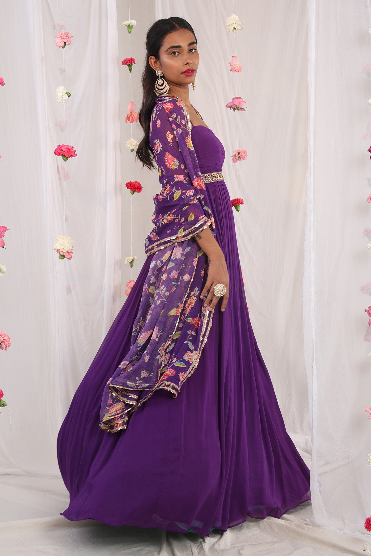 Draped purple anarkali