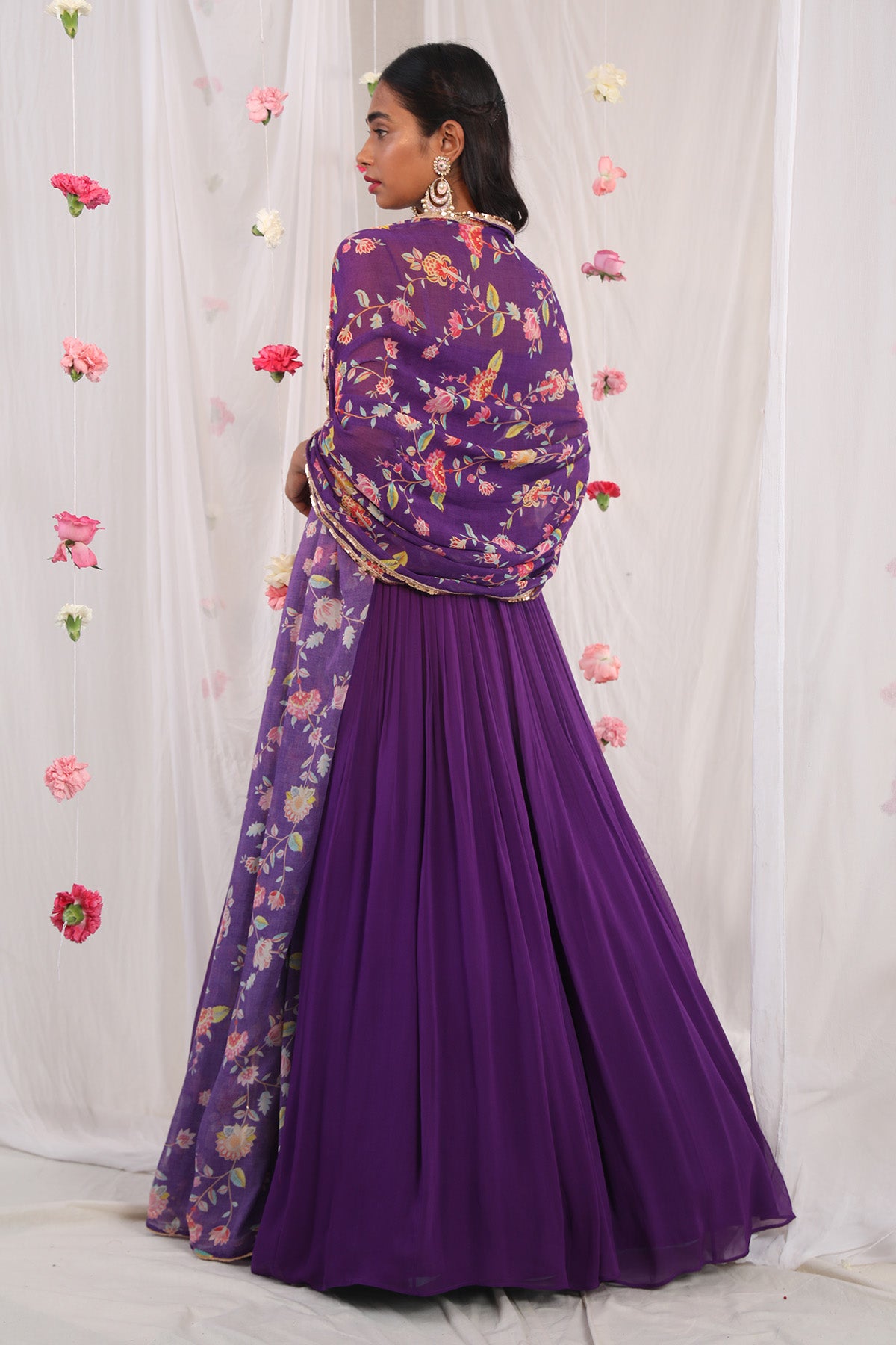 Draped purple anarkali