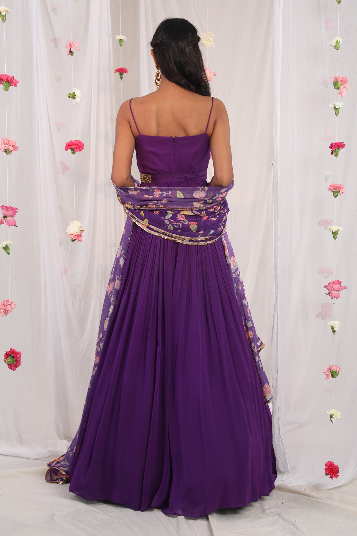 Draped purple anarkali