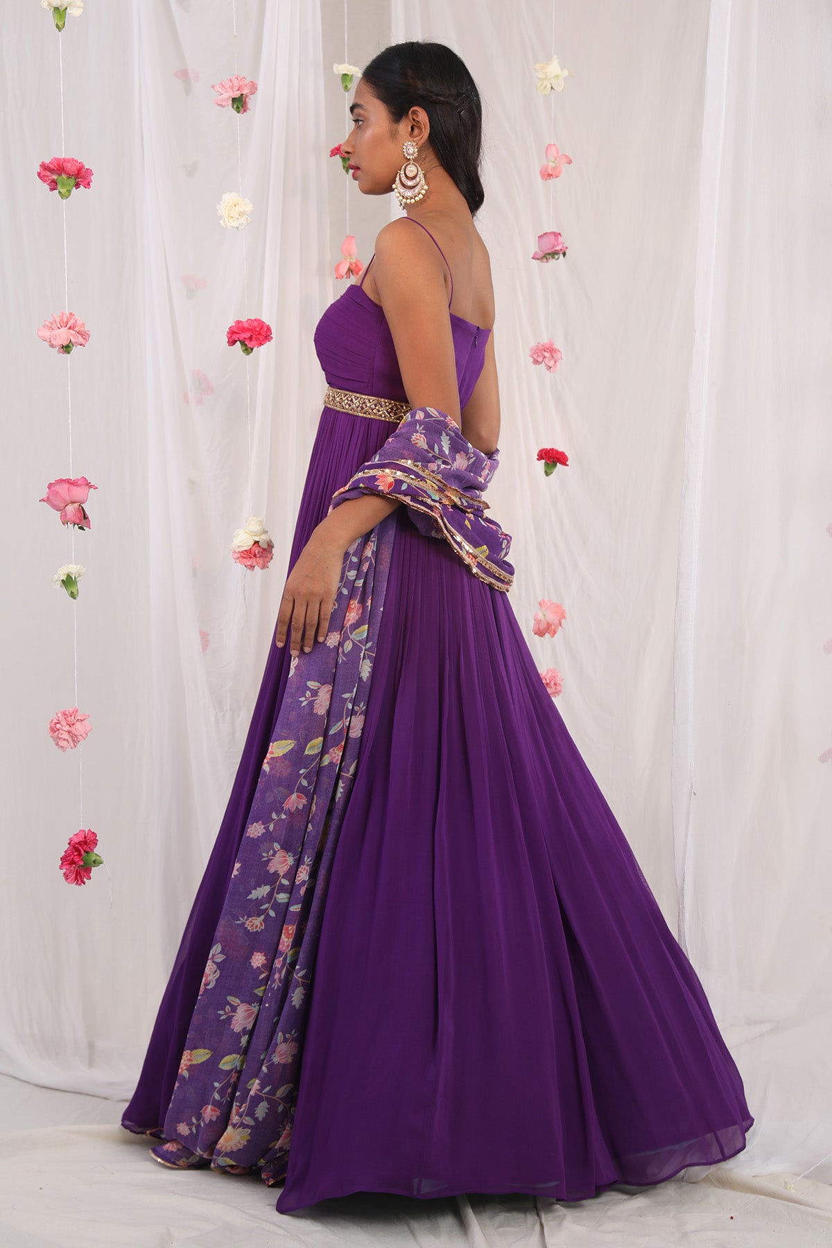 Draped purple anarkali