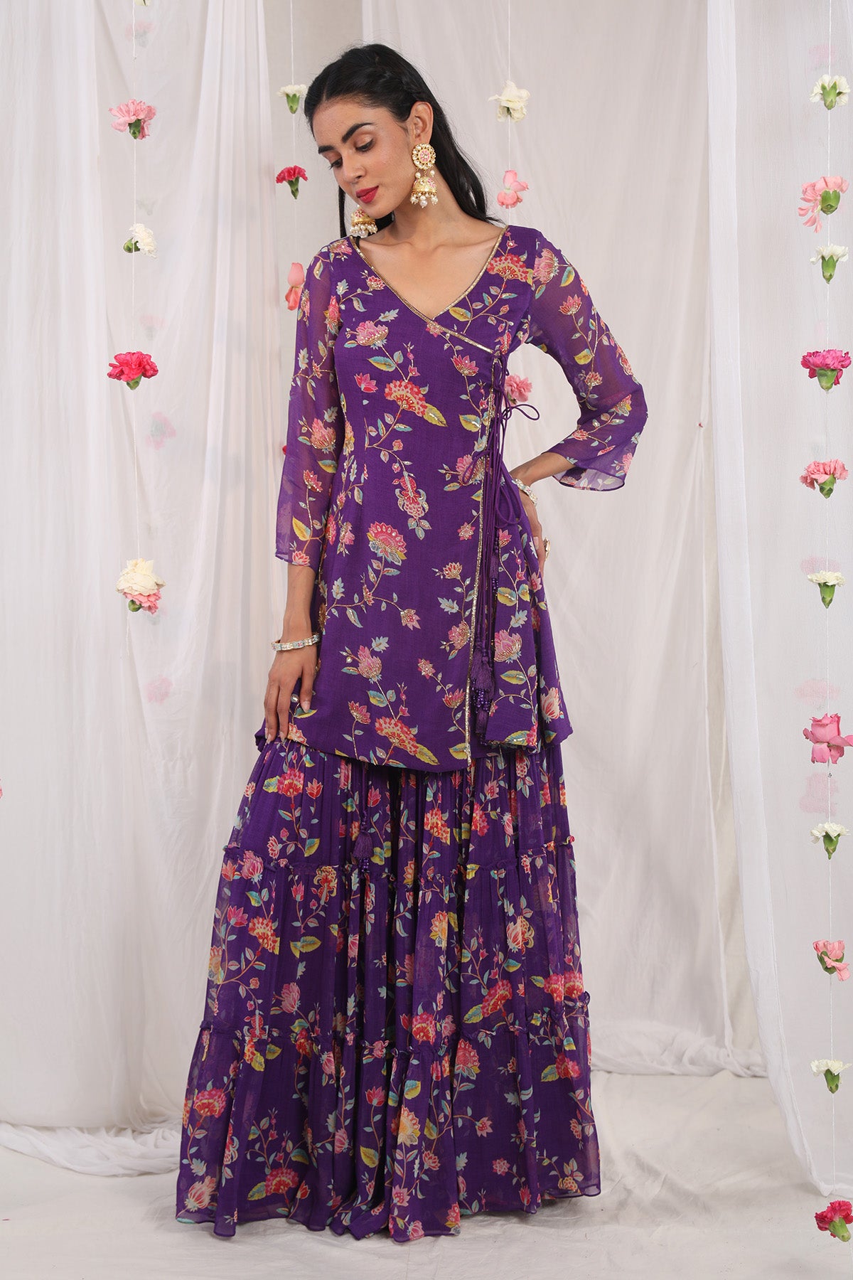 Purple angrakha sharara set