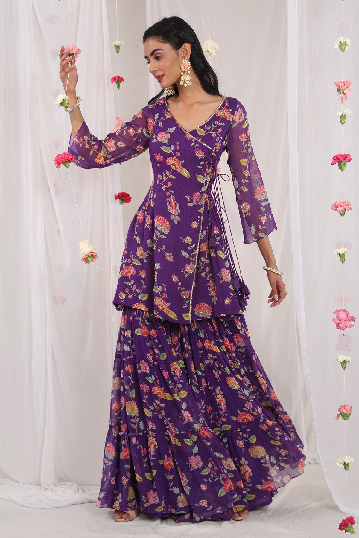 Purple angrakha sharara set