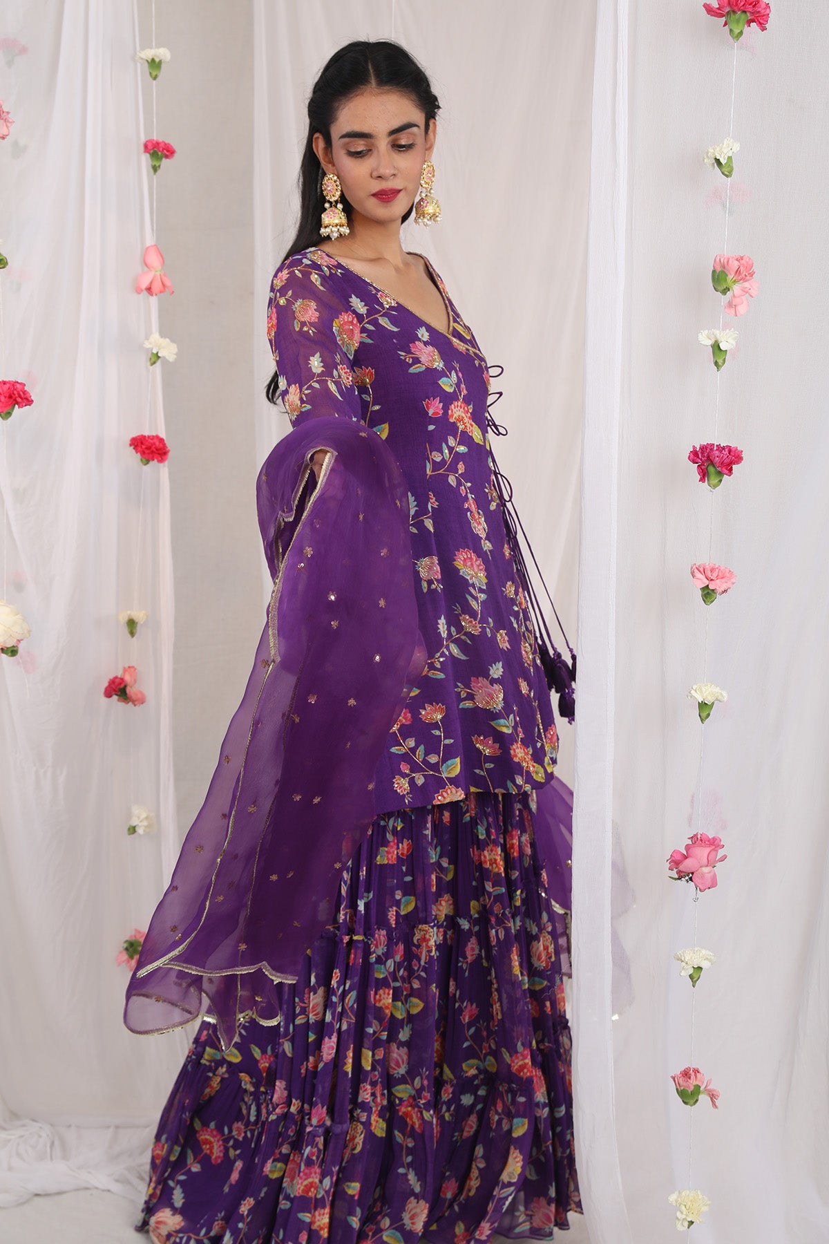 Purple angrakha sharara set