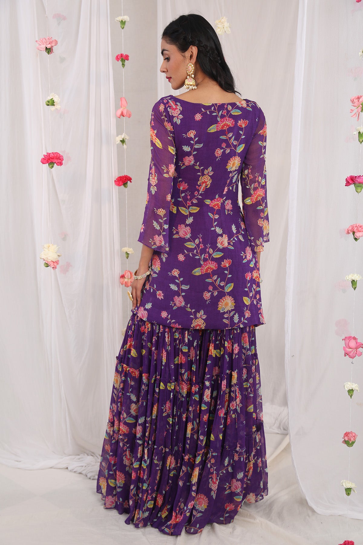 Purple angrakha sharara set