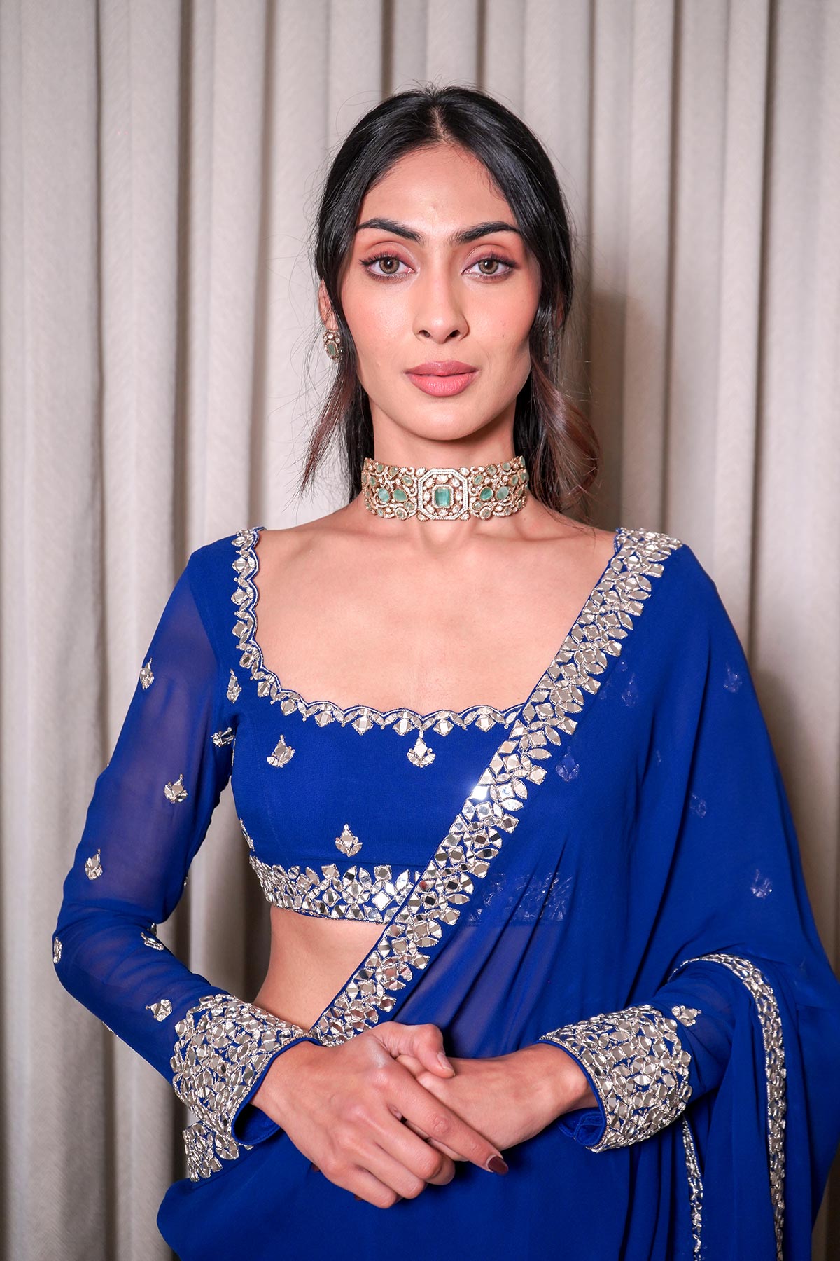 Electric Blue Saree Set