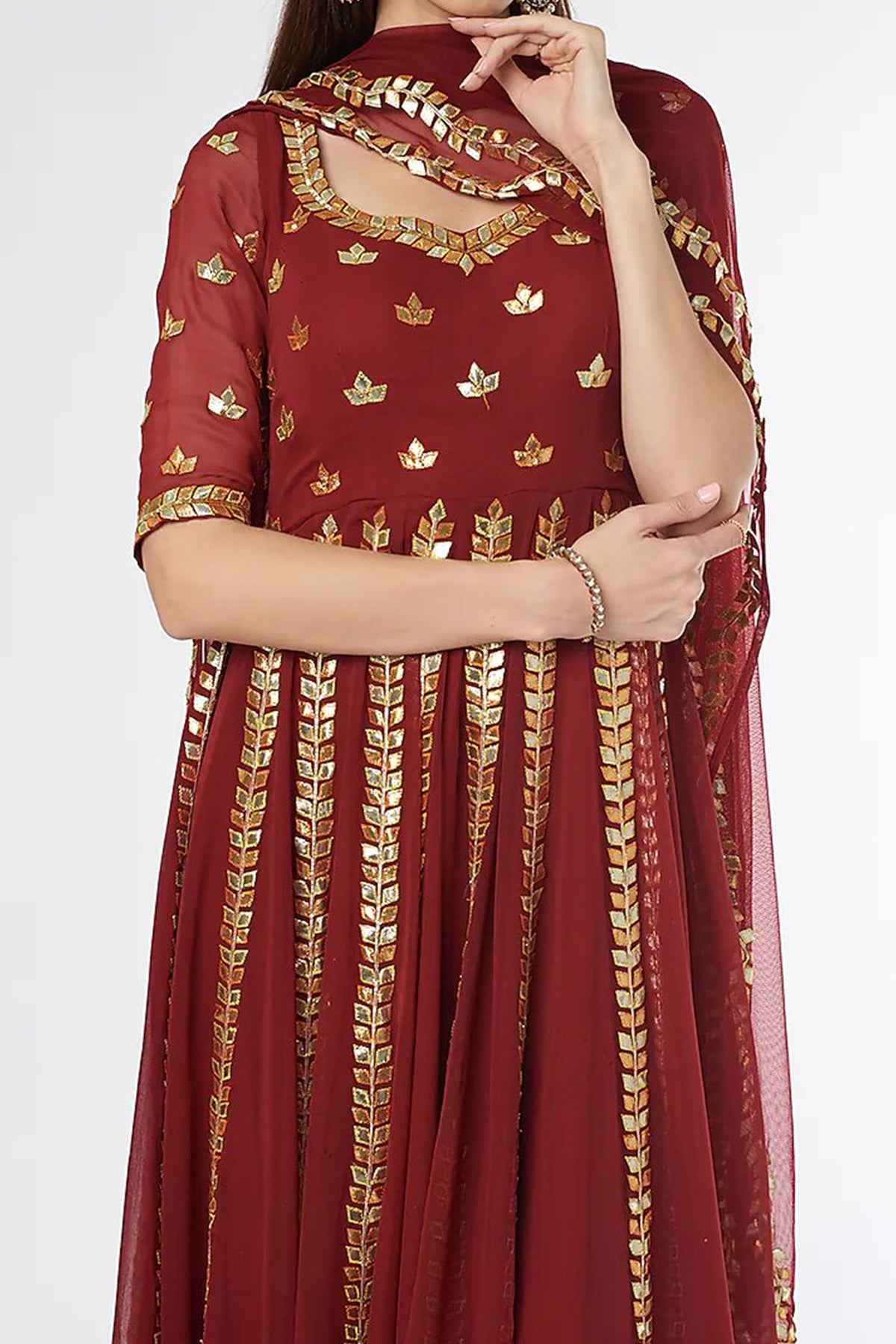 Maroon Anarkali Set