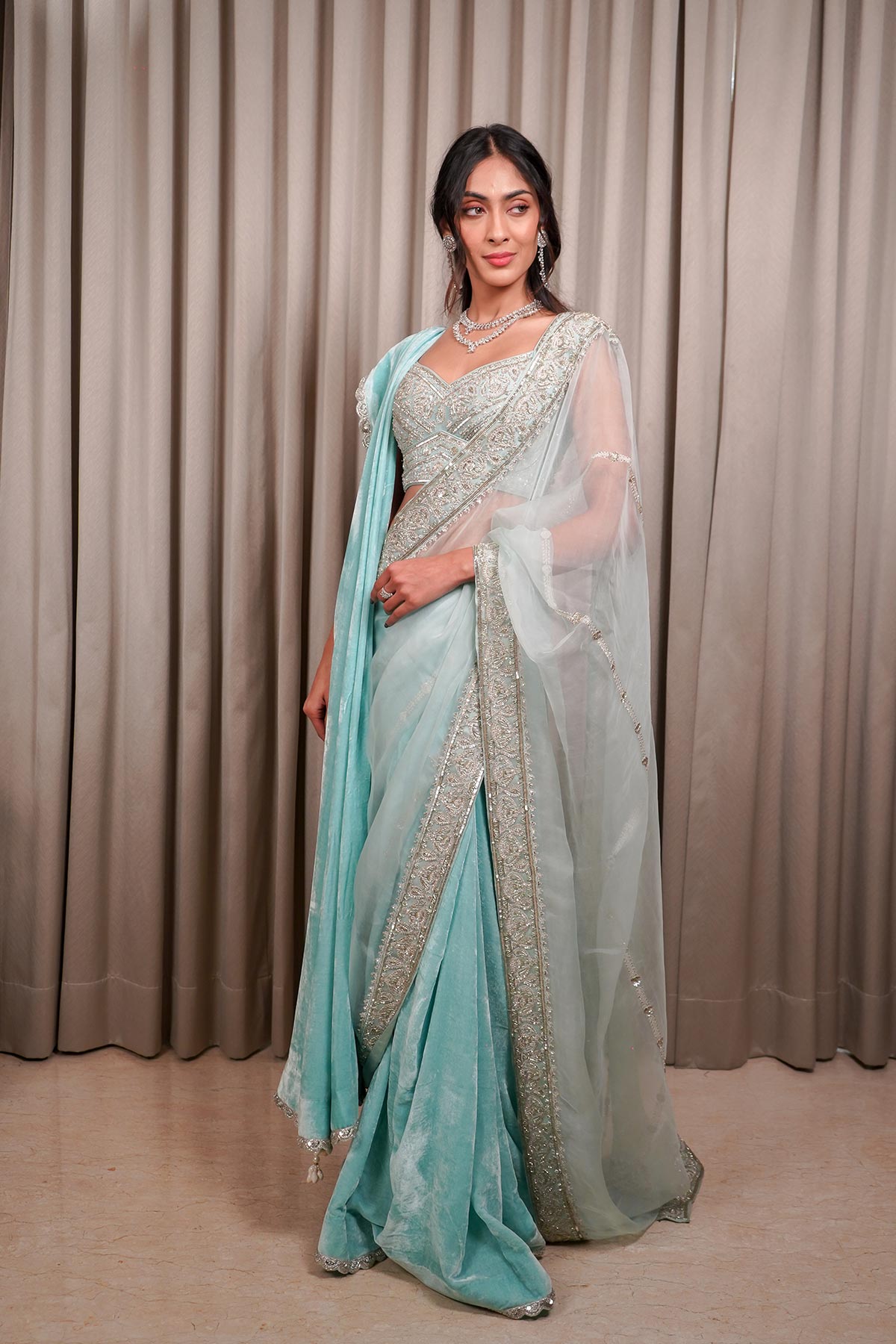 Ice Blue Saree Set