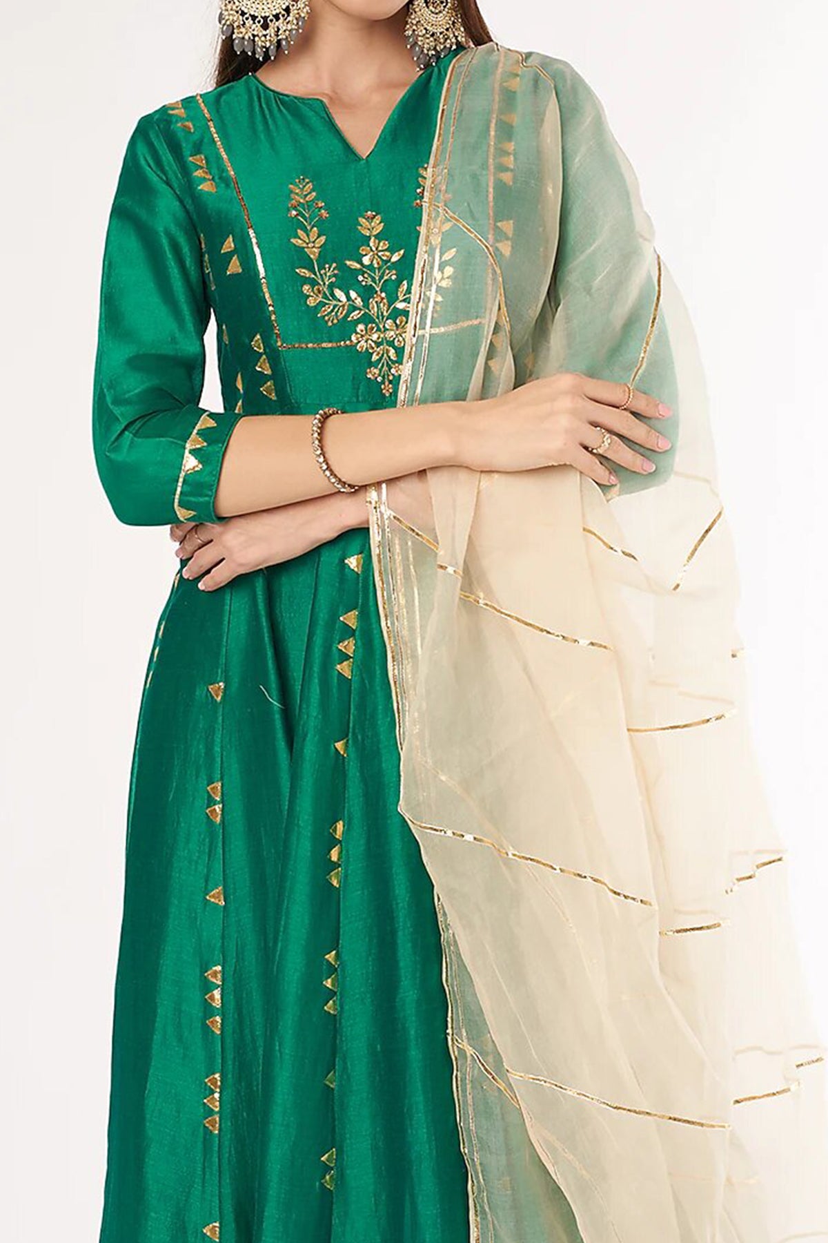 Bottle Green Anarkali Set