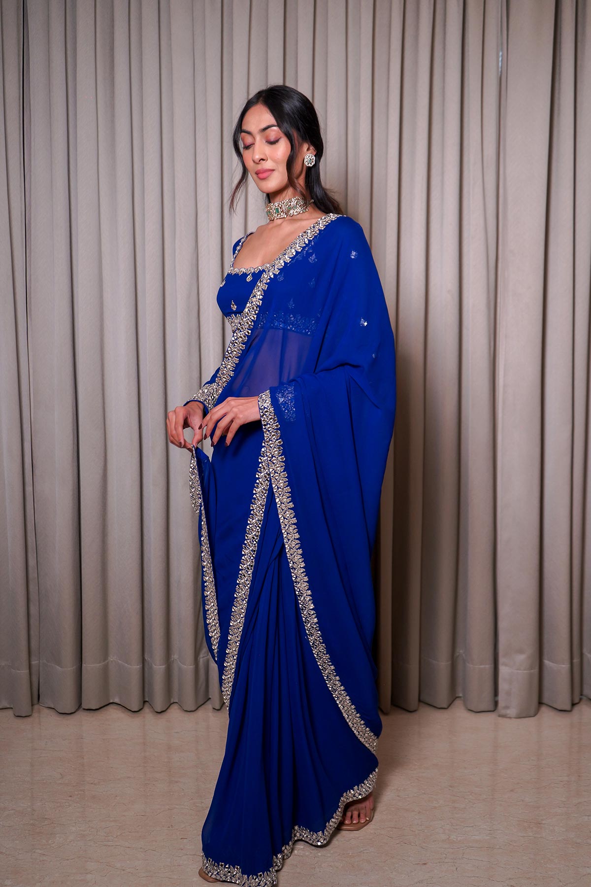 Electric Blue Saree Set