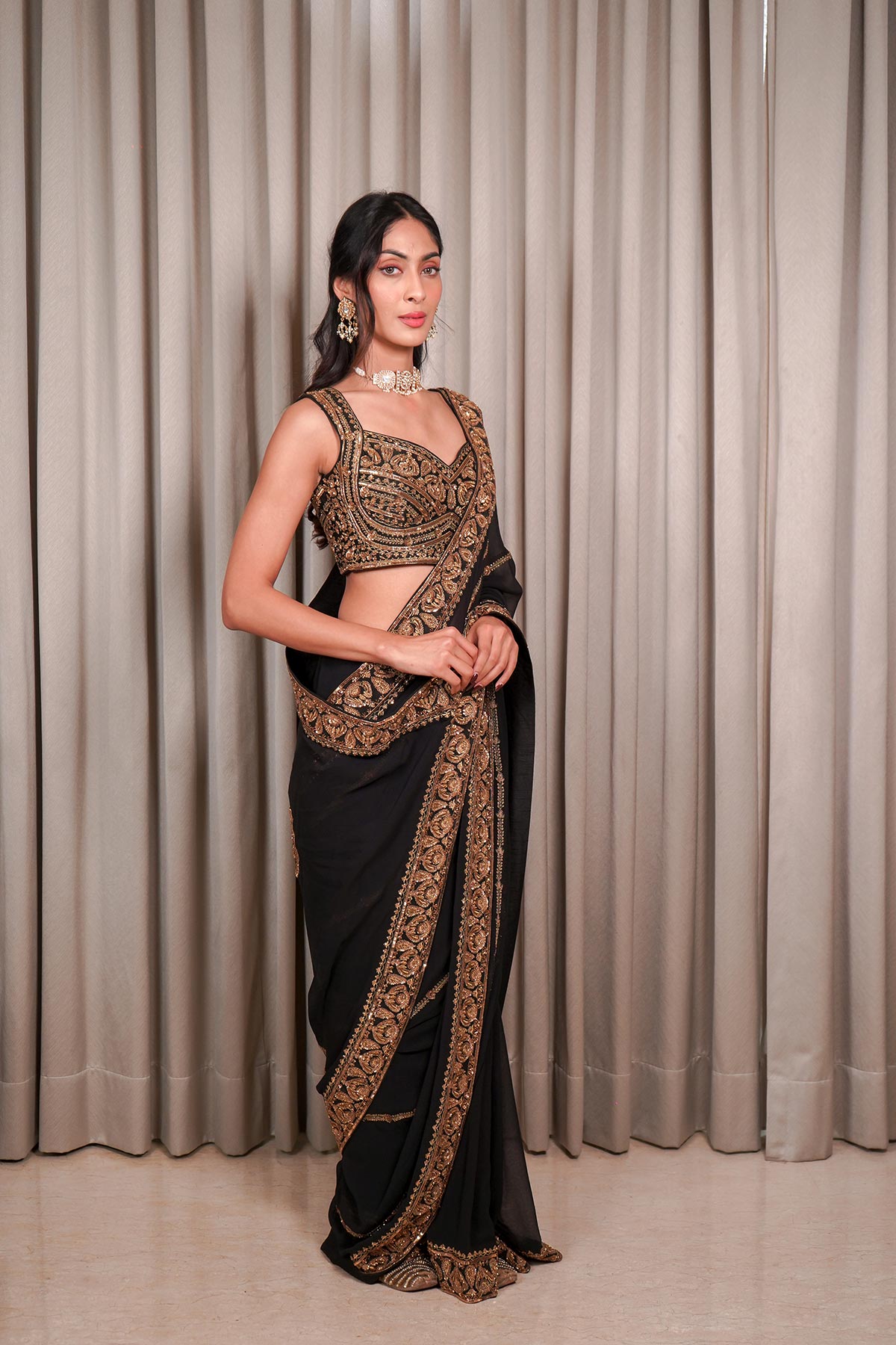 Black Saree Set