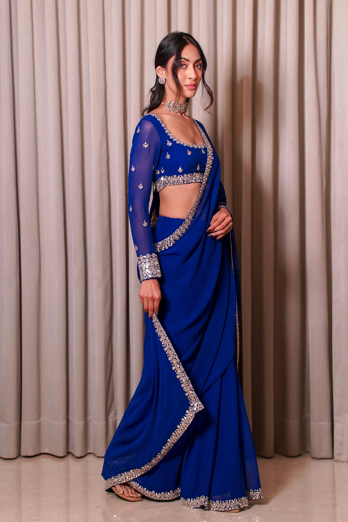 Electric Blue Saree Set