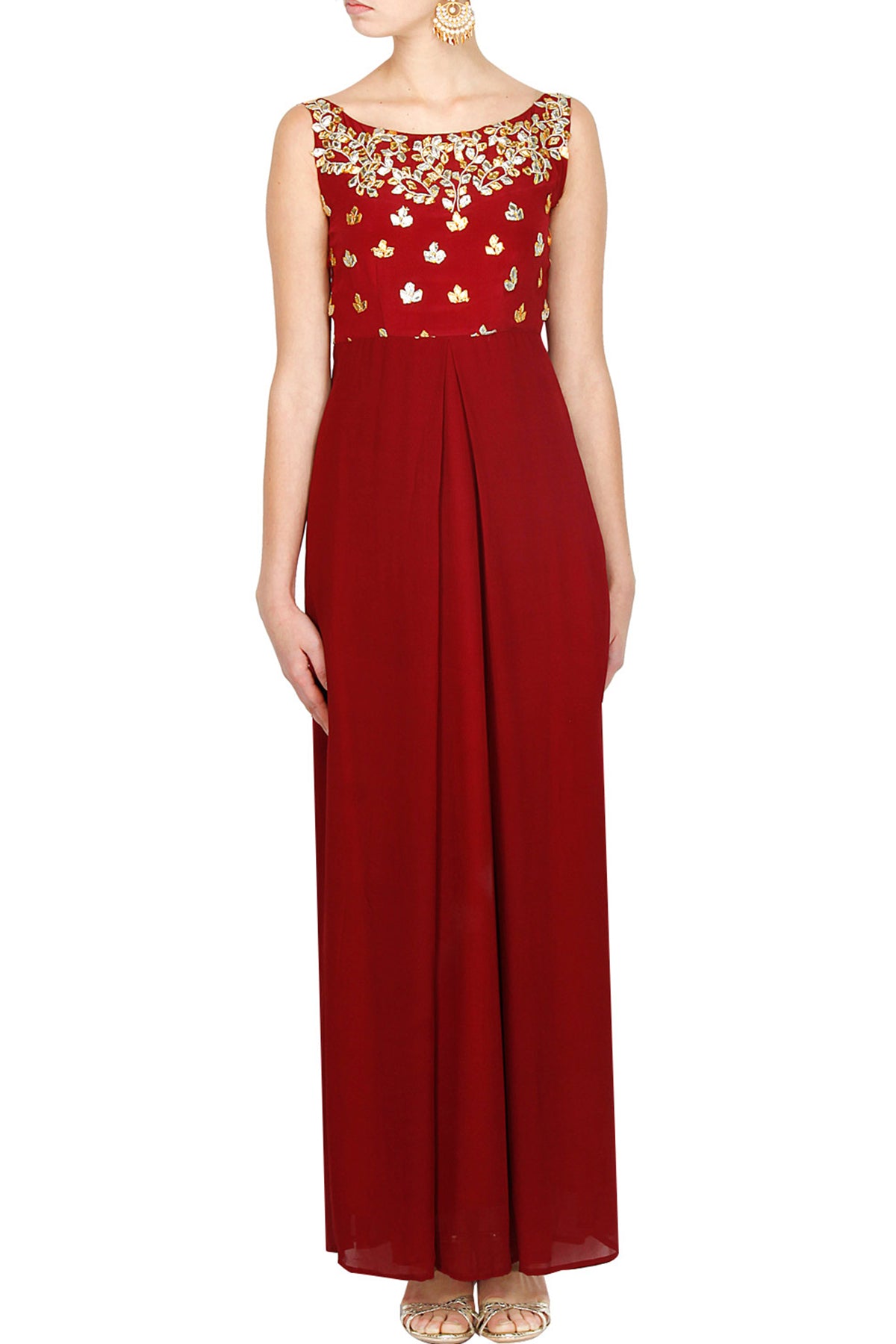 Maroon gota pati gown