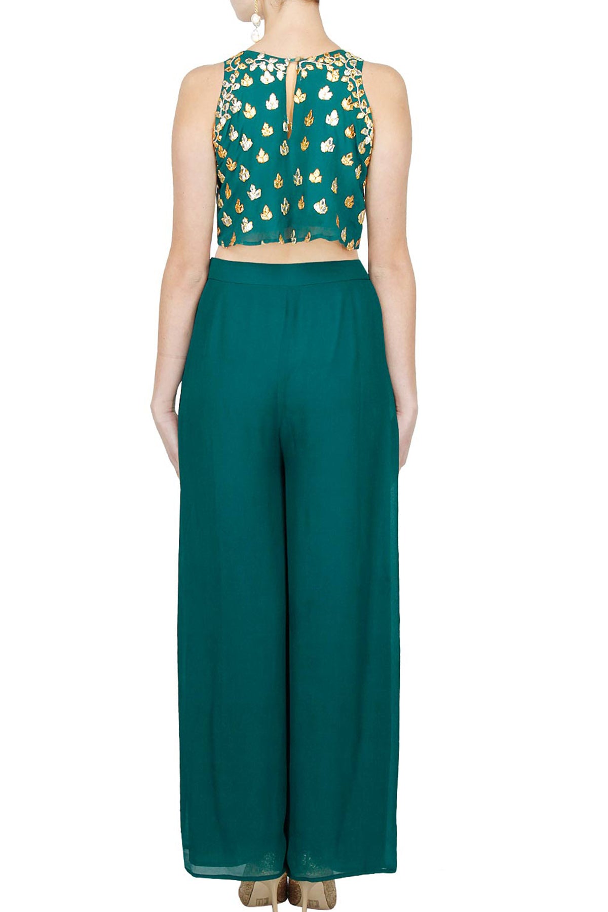 Teal Green Crop top set