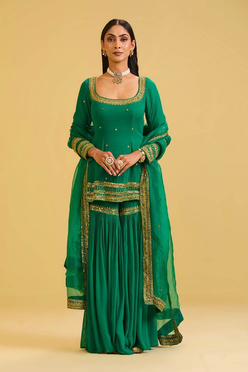 Green Sharara Set