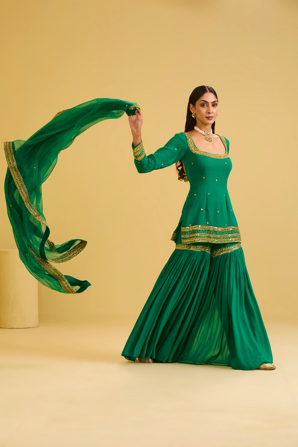 Green Sharara Set
