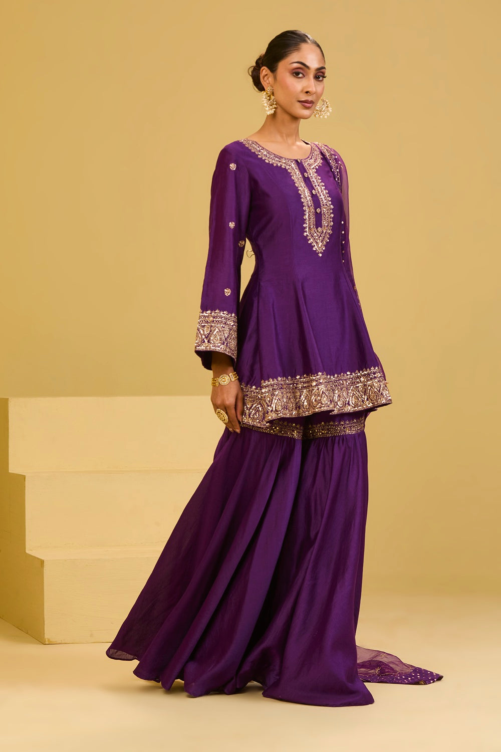 Purple Sharara Set