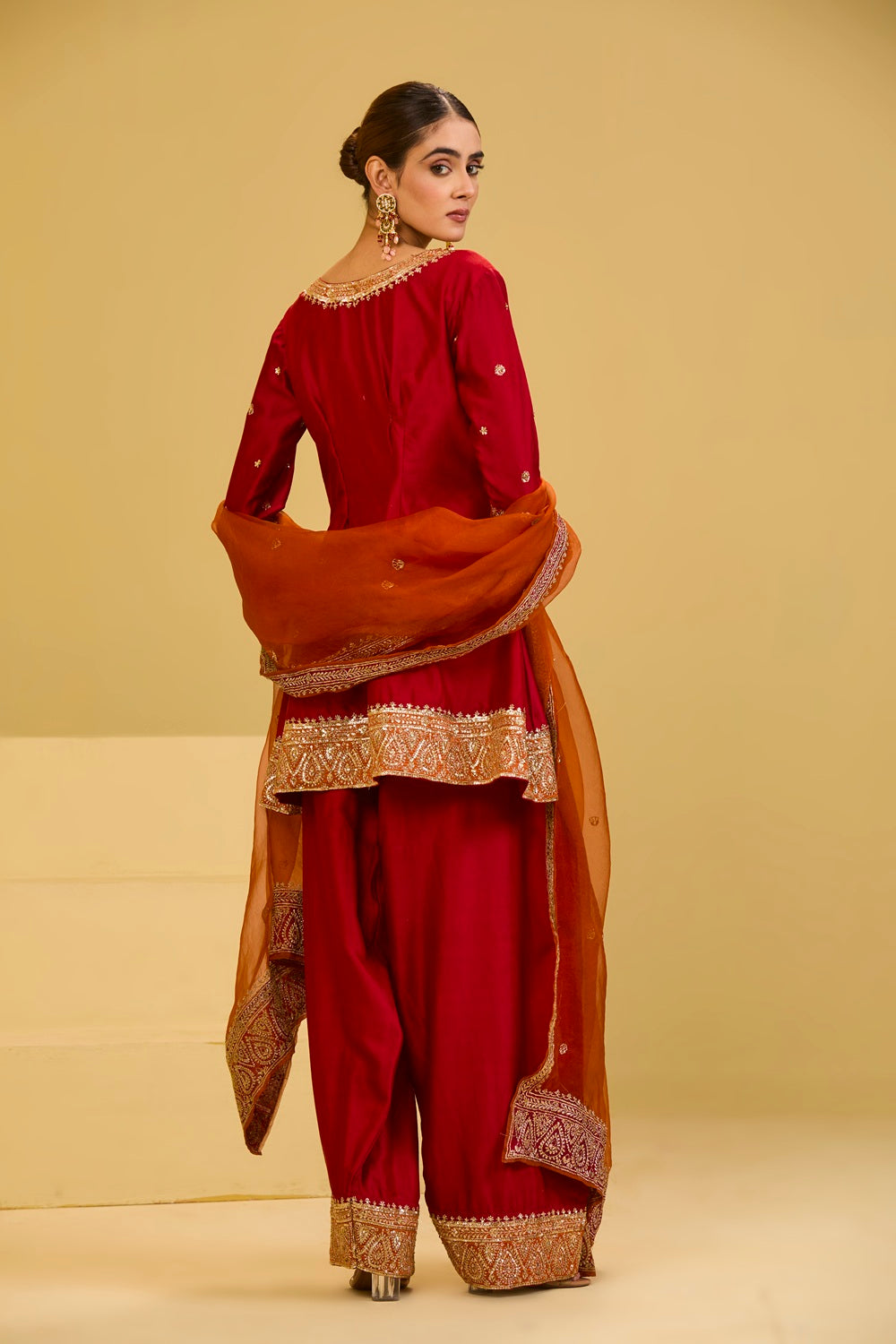Red and Orange Salwar Set
