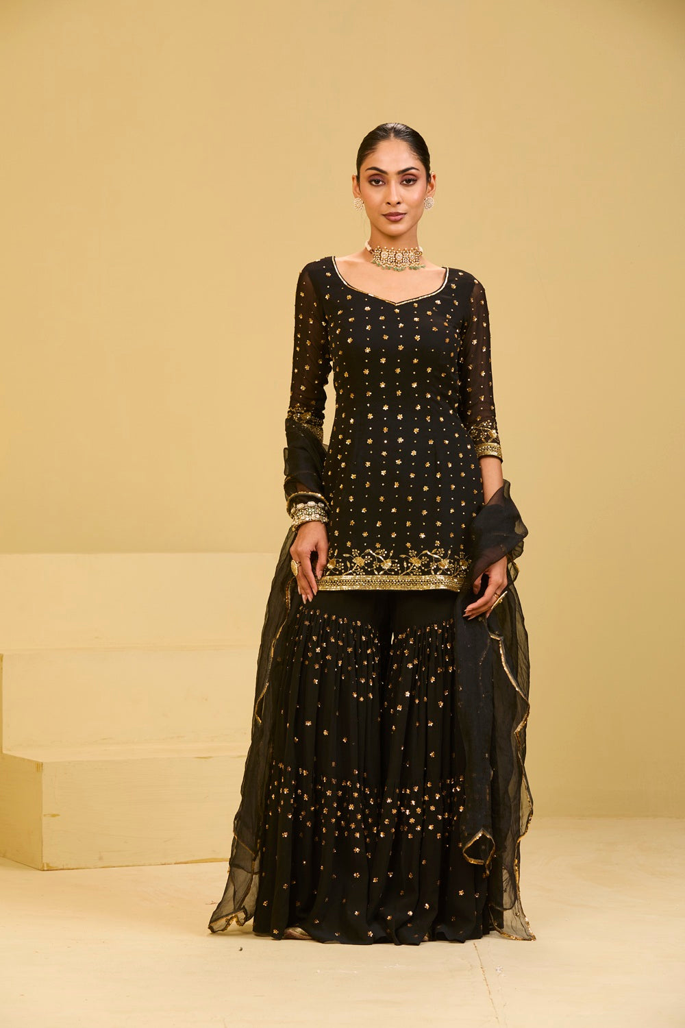 Black Sharara Set