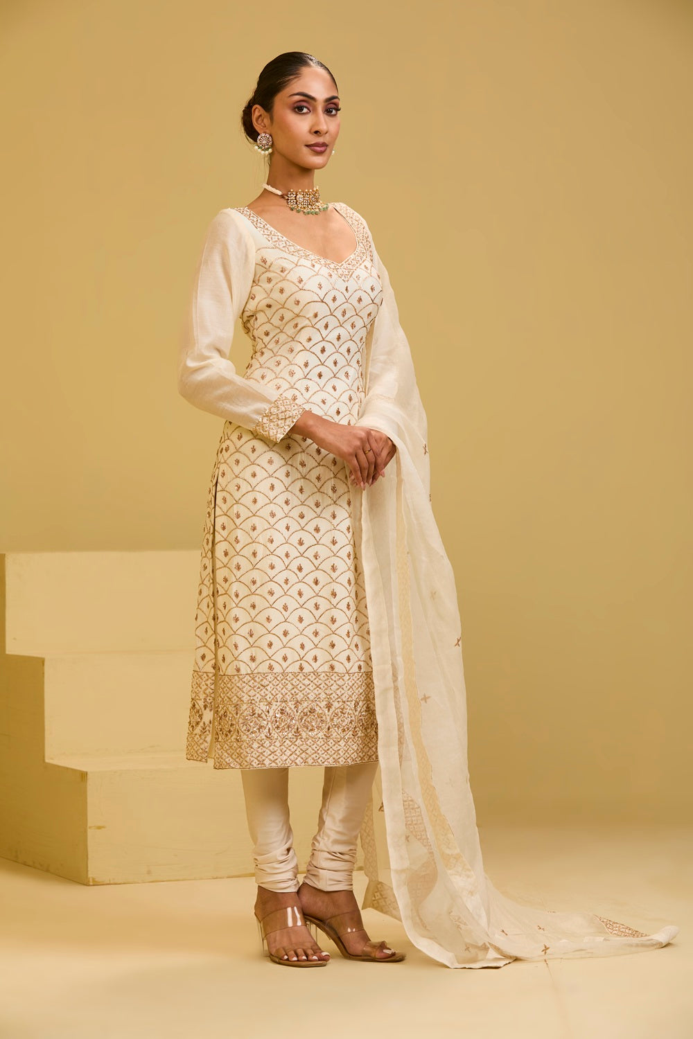 White Long Kurta Set