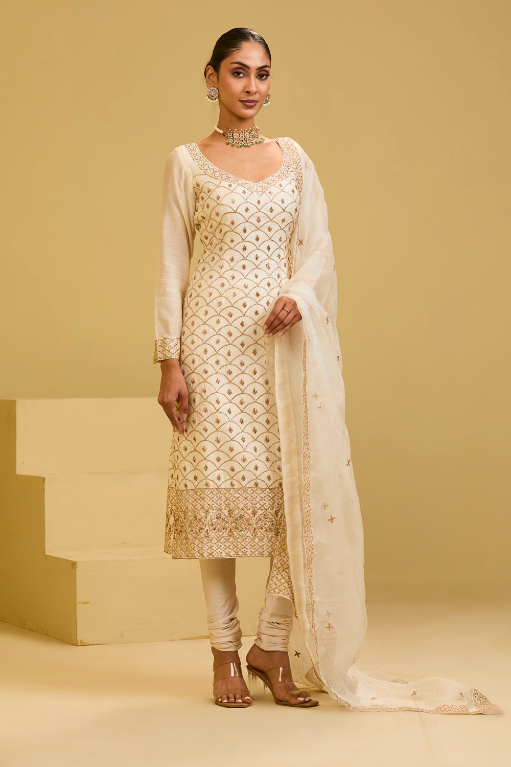 White Long Kurta Set