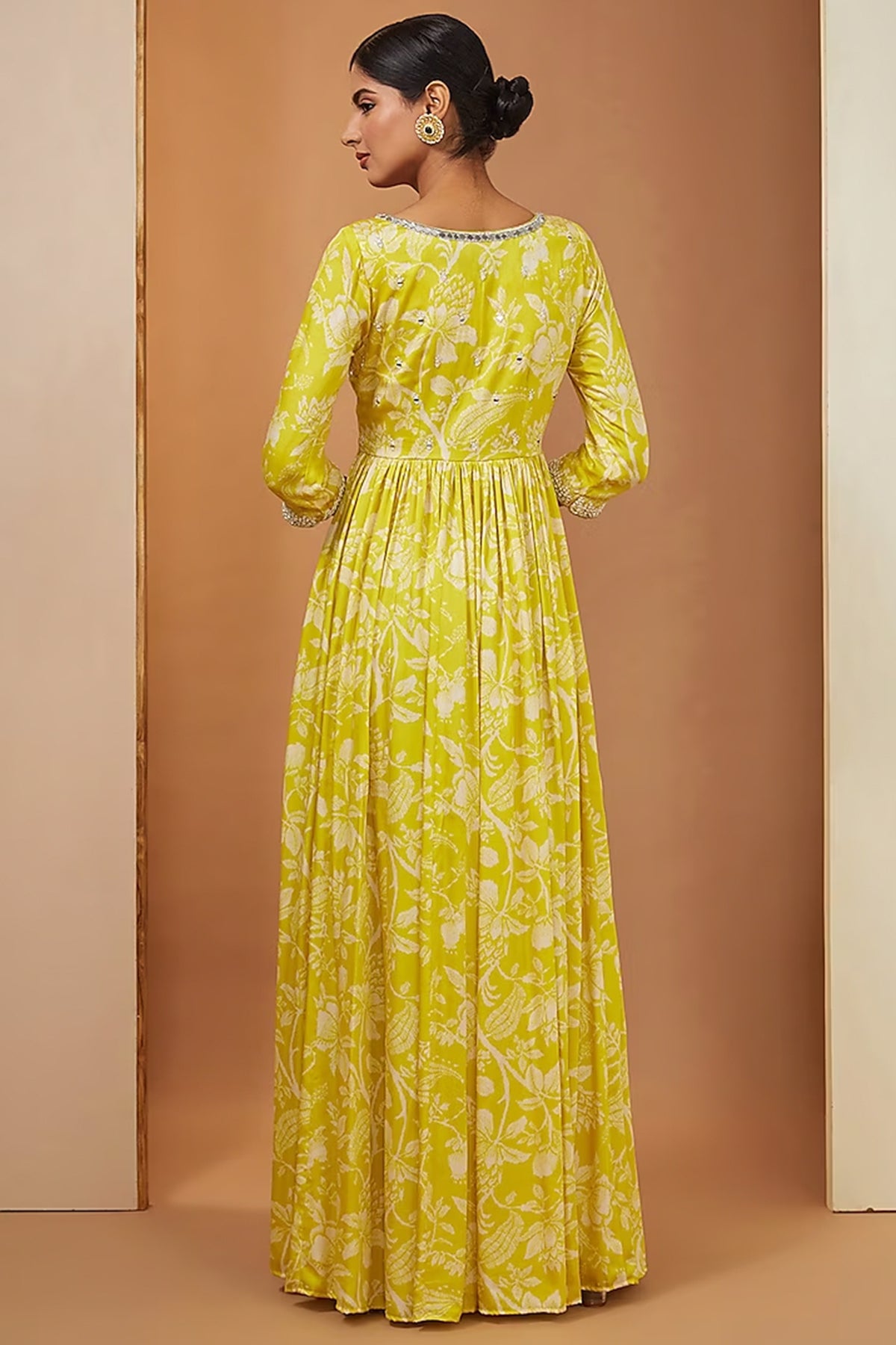 lemon yellow anarkali set