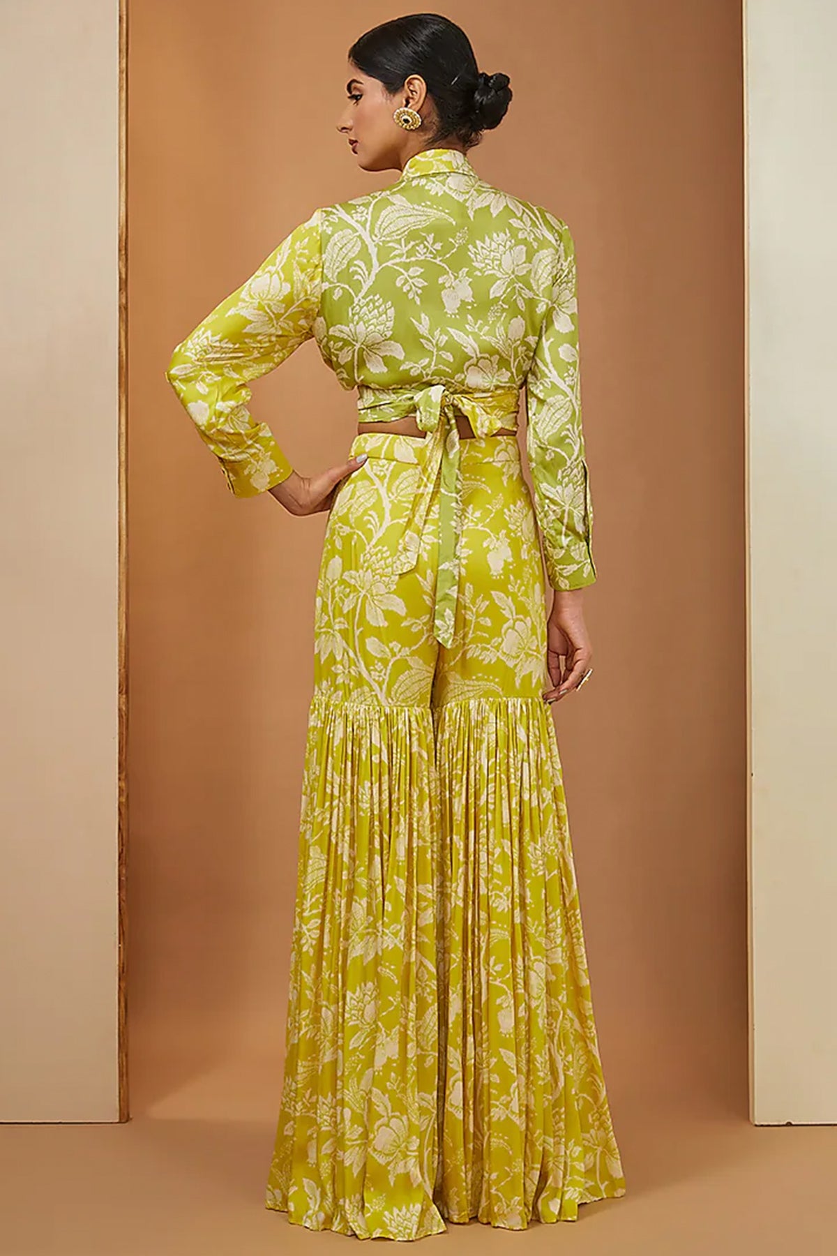 lemon yellow sharara with wrap around top