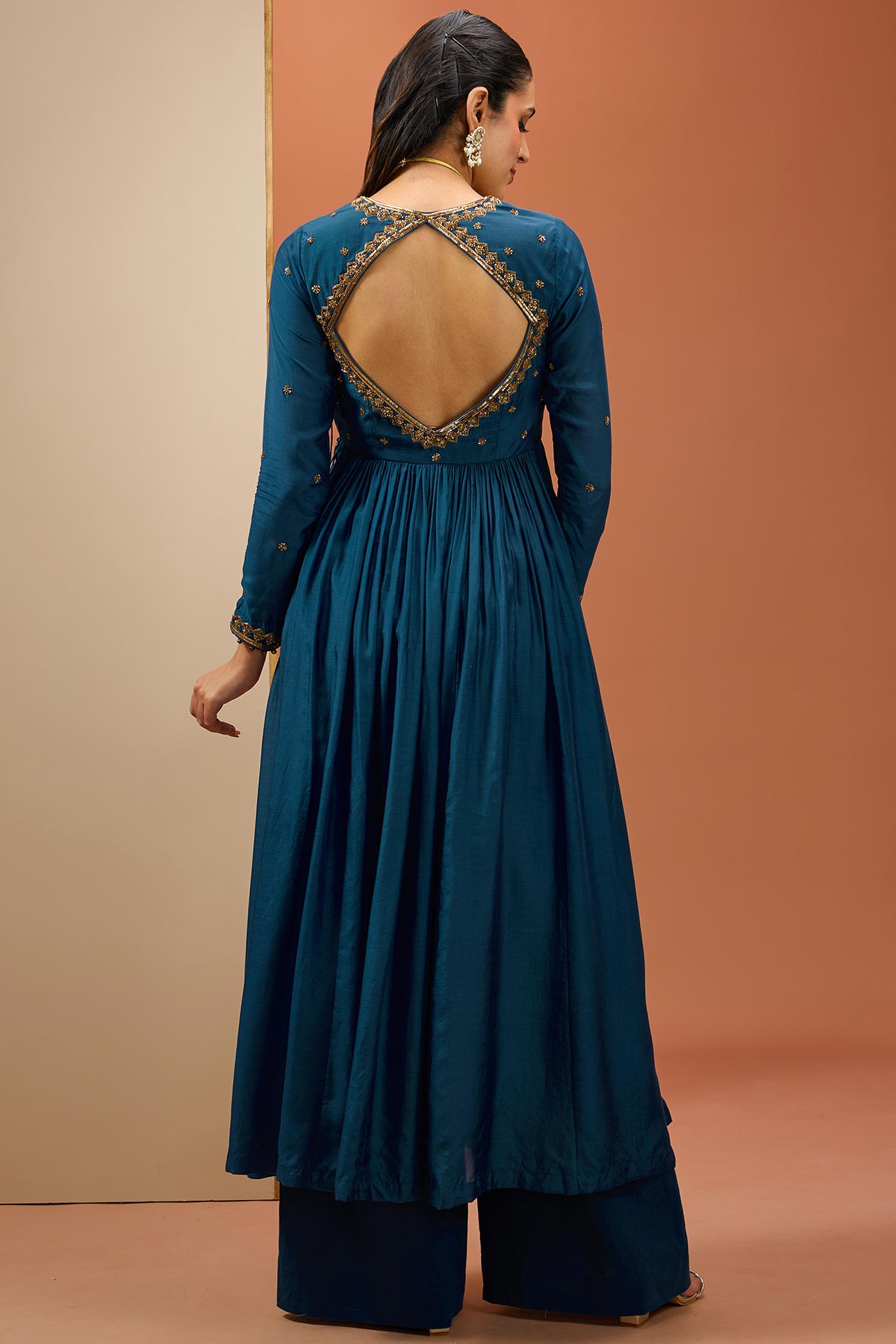 Blue Angrakha Anarkali Set