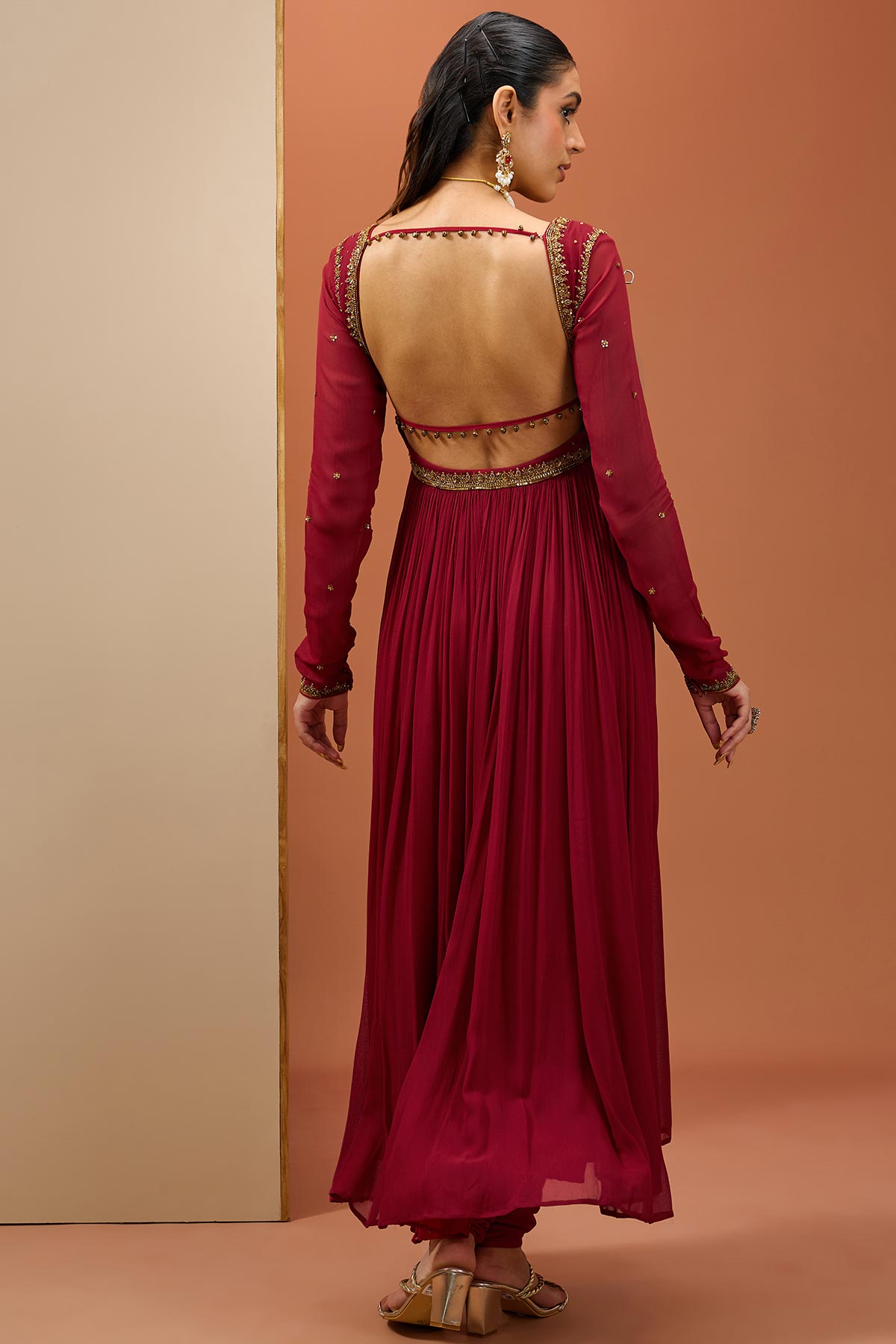 Mehroon Anarkali Set