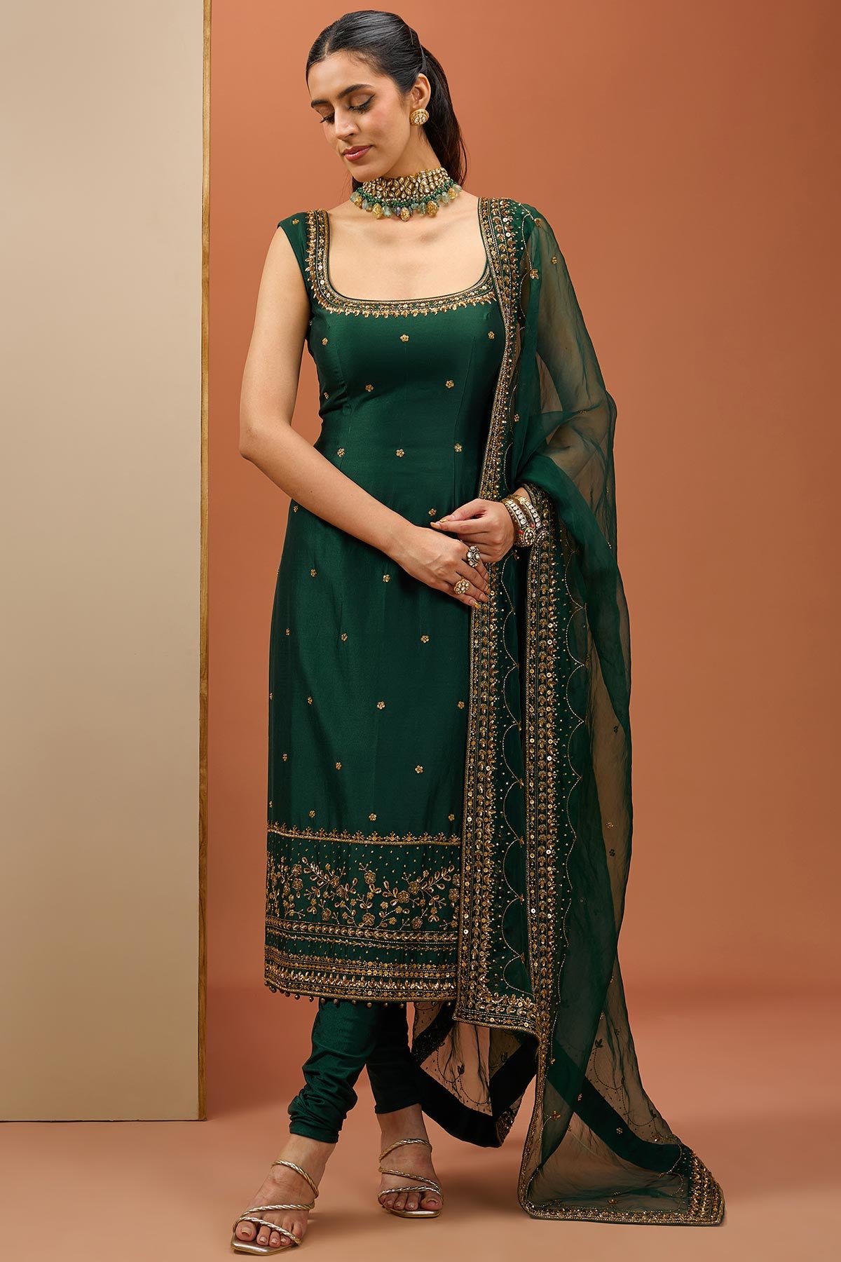 Emerald Green Long Kurta Set