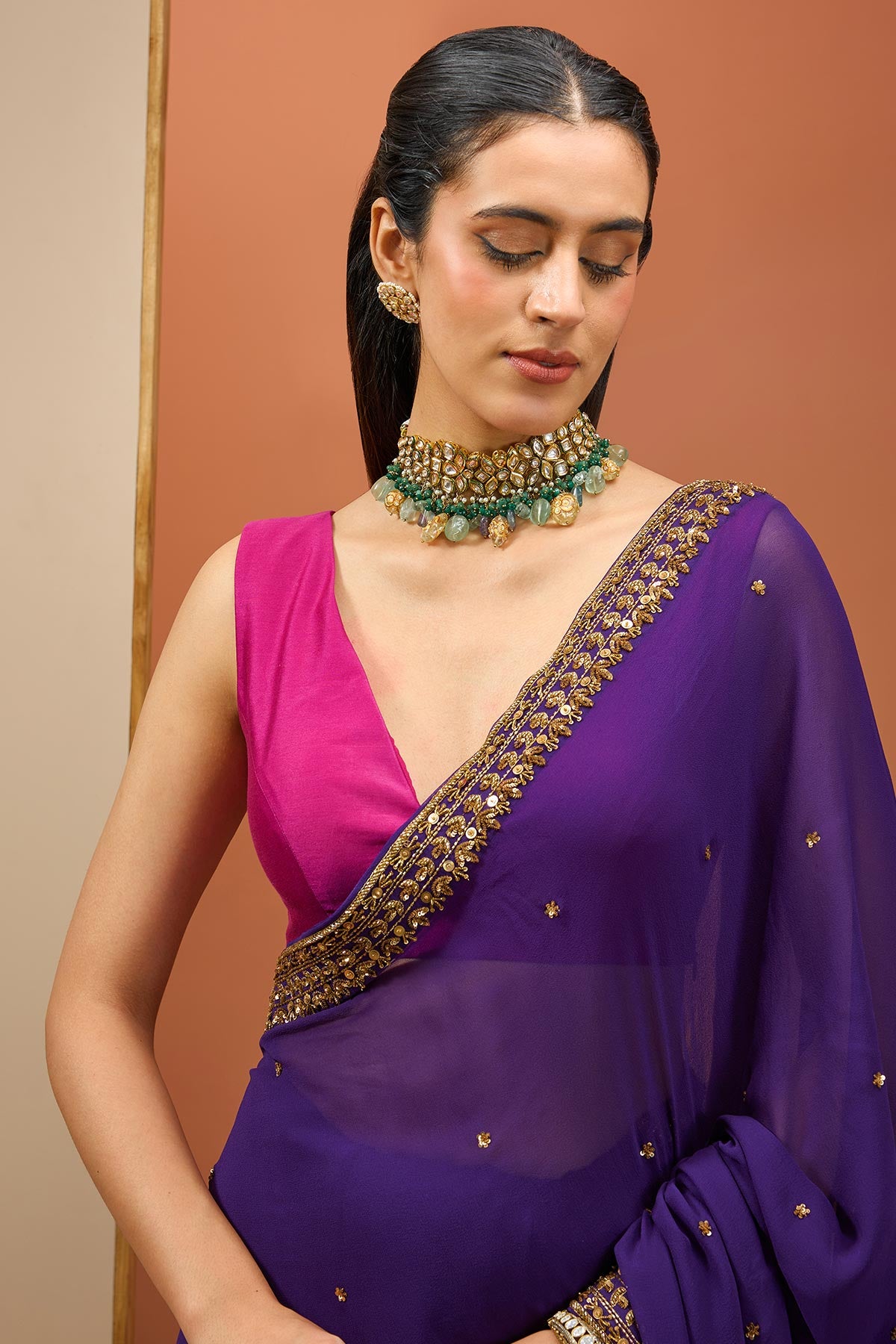 Deep Purple Saree Set