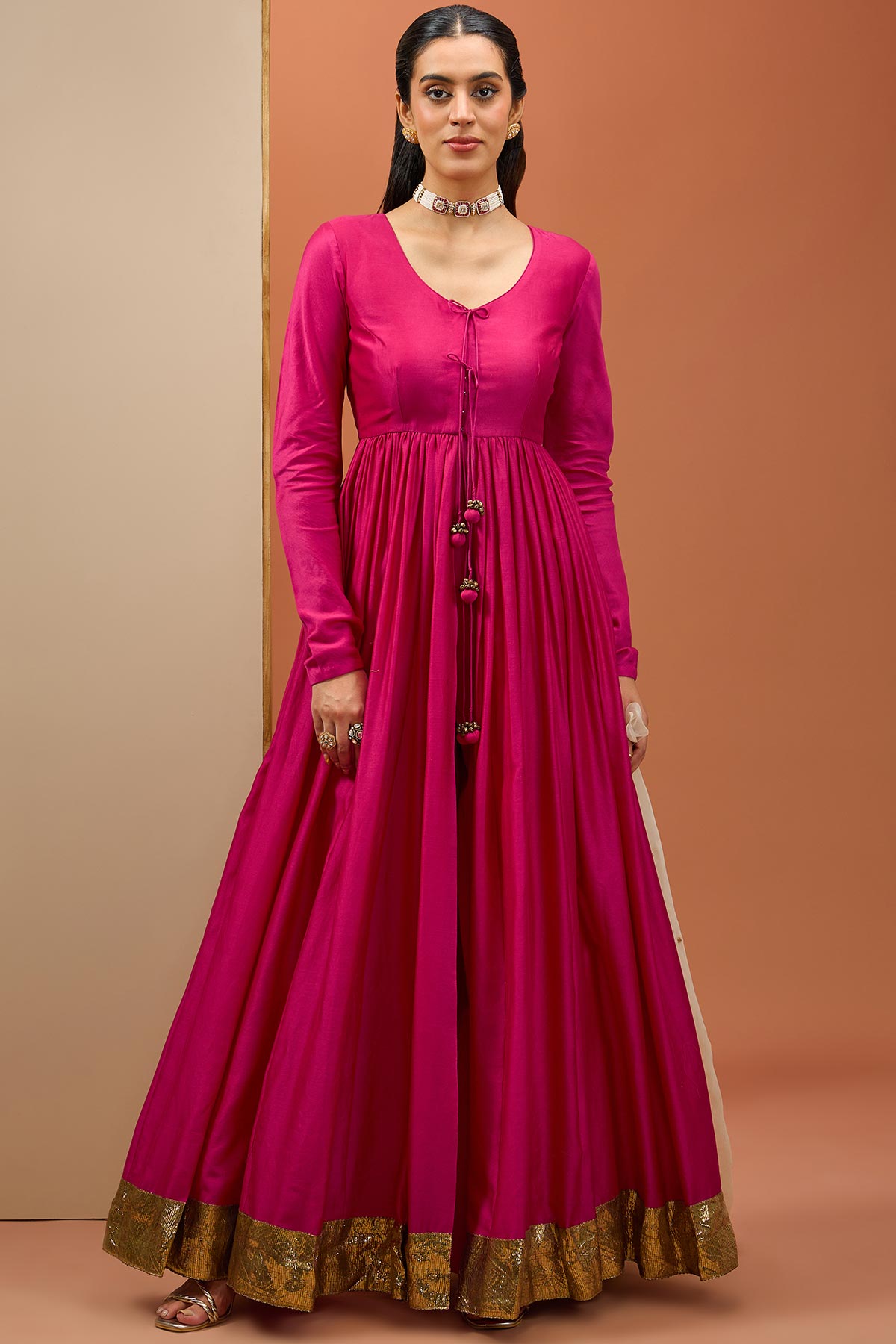 Hot Pink Lampi Anarkali Set