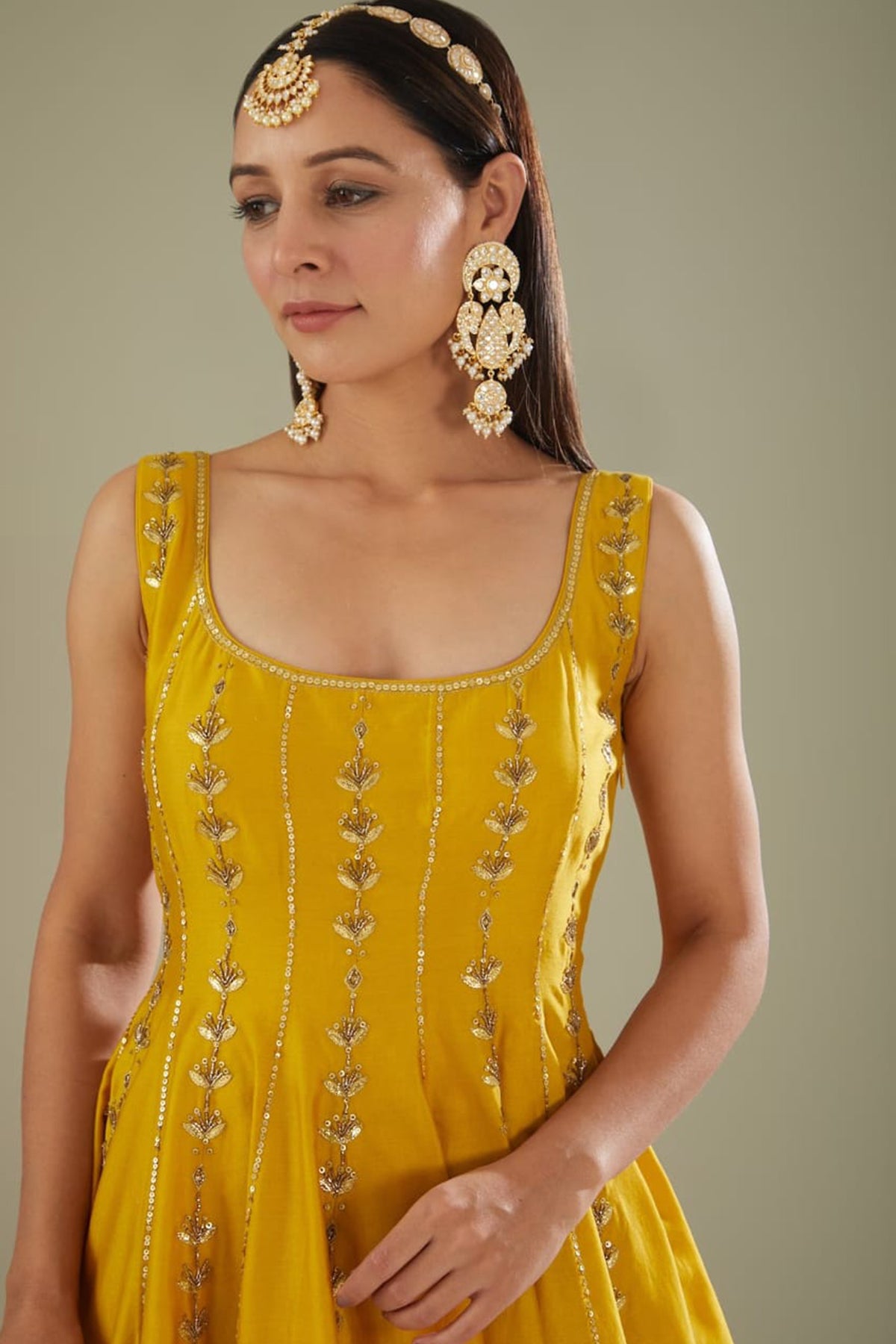 Mustard Peplum Kurta Set