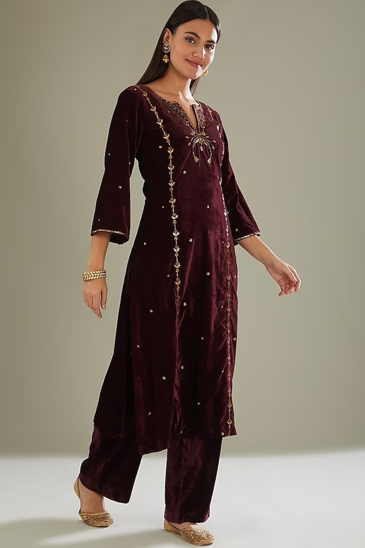 Wine kurta set