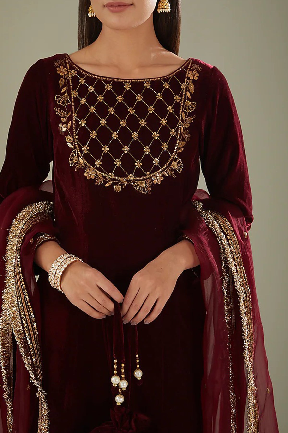 maroon kurta set