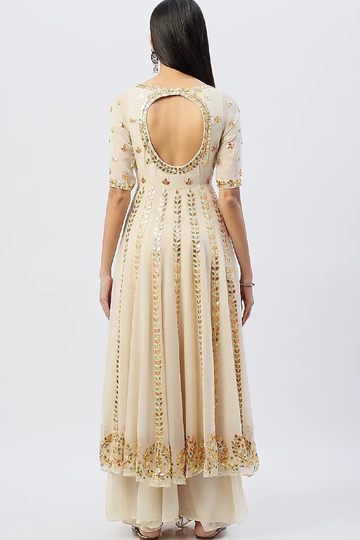 Off White Gota Anarkali Set