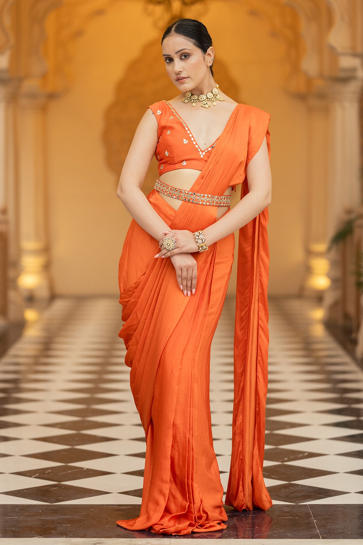 Rust Saree