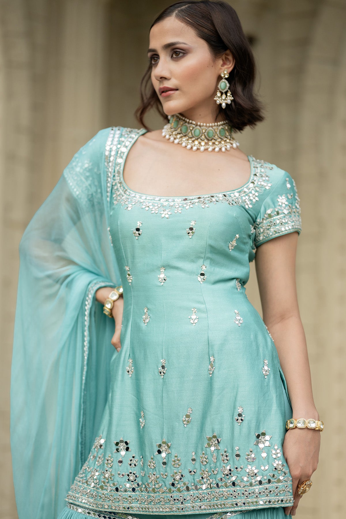 Blue Sharara Set