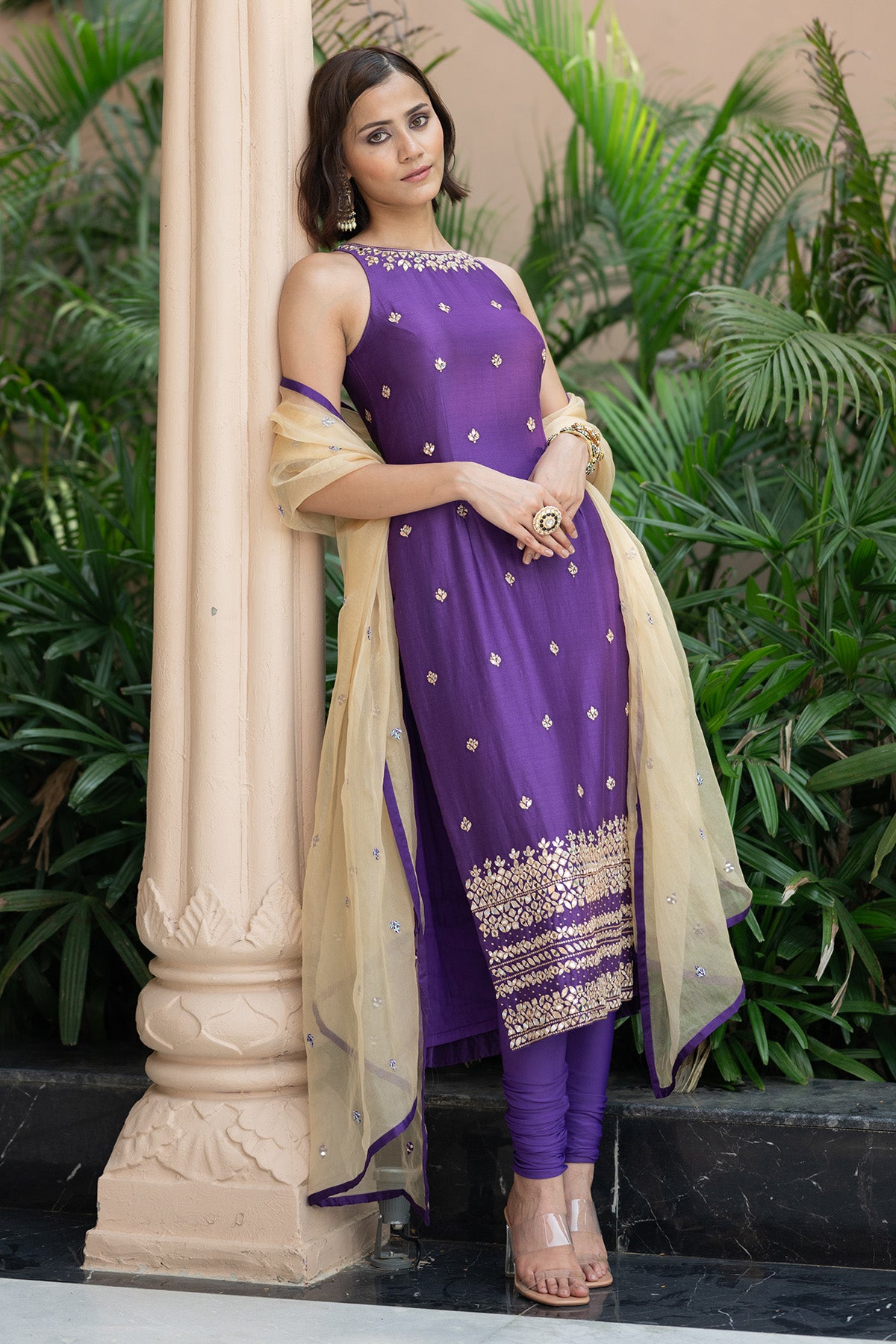 Purple Chudidar Set