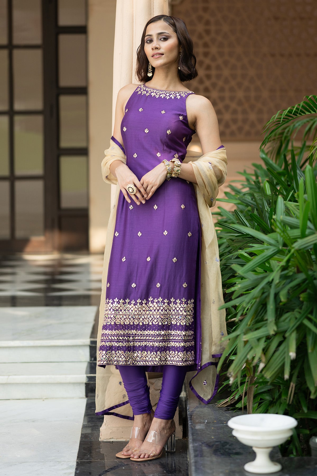 Purple Chudidar Set