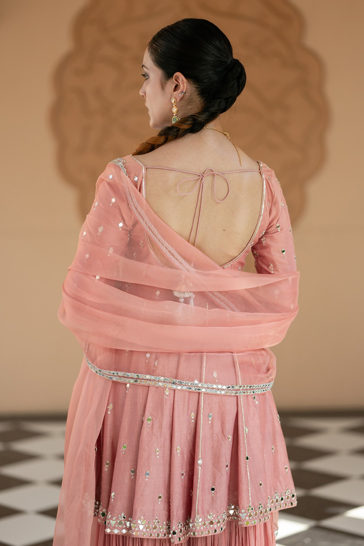 Onion Pink Peplum Sharara set