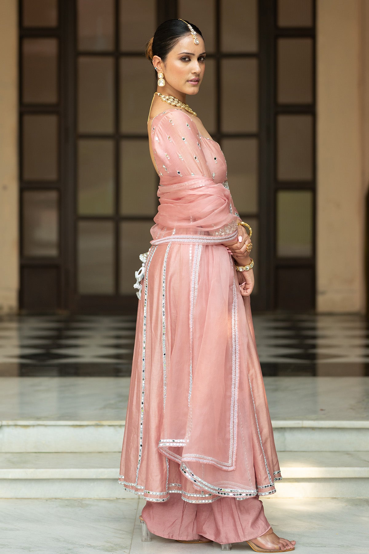 Onion Pink anarkali set