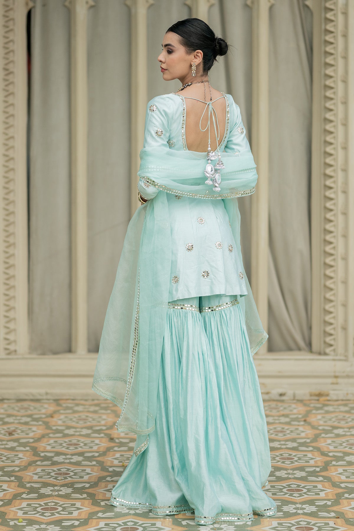 Baby blue sharara set