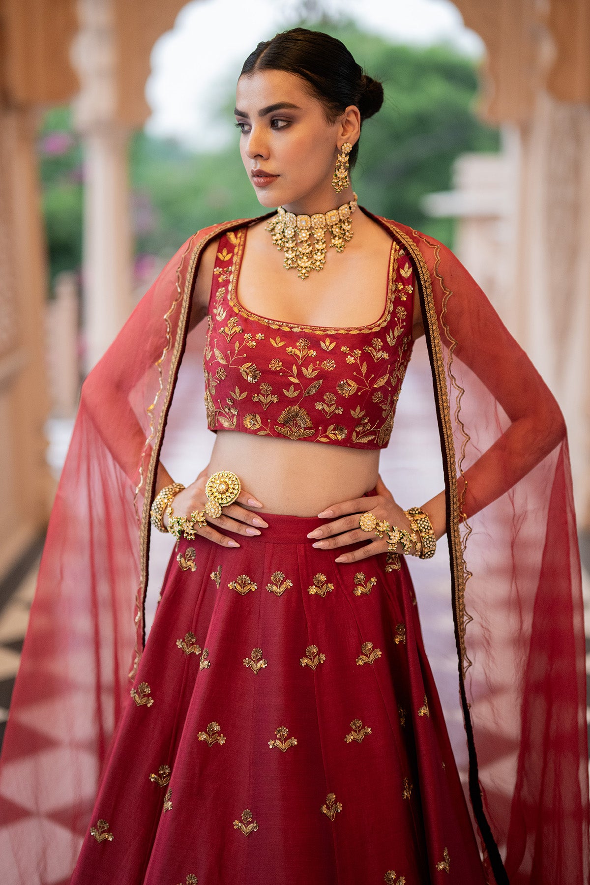 Maroon lehenga set