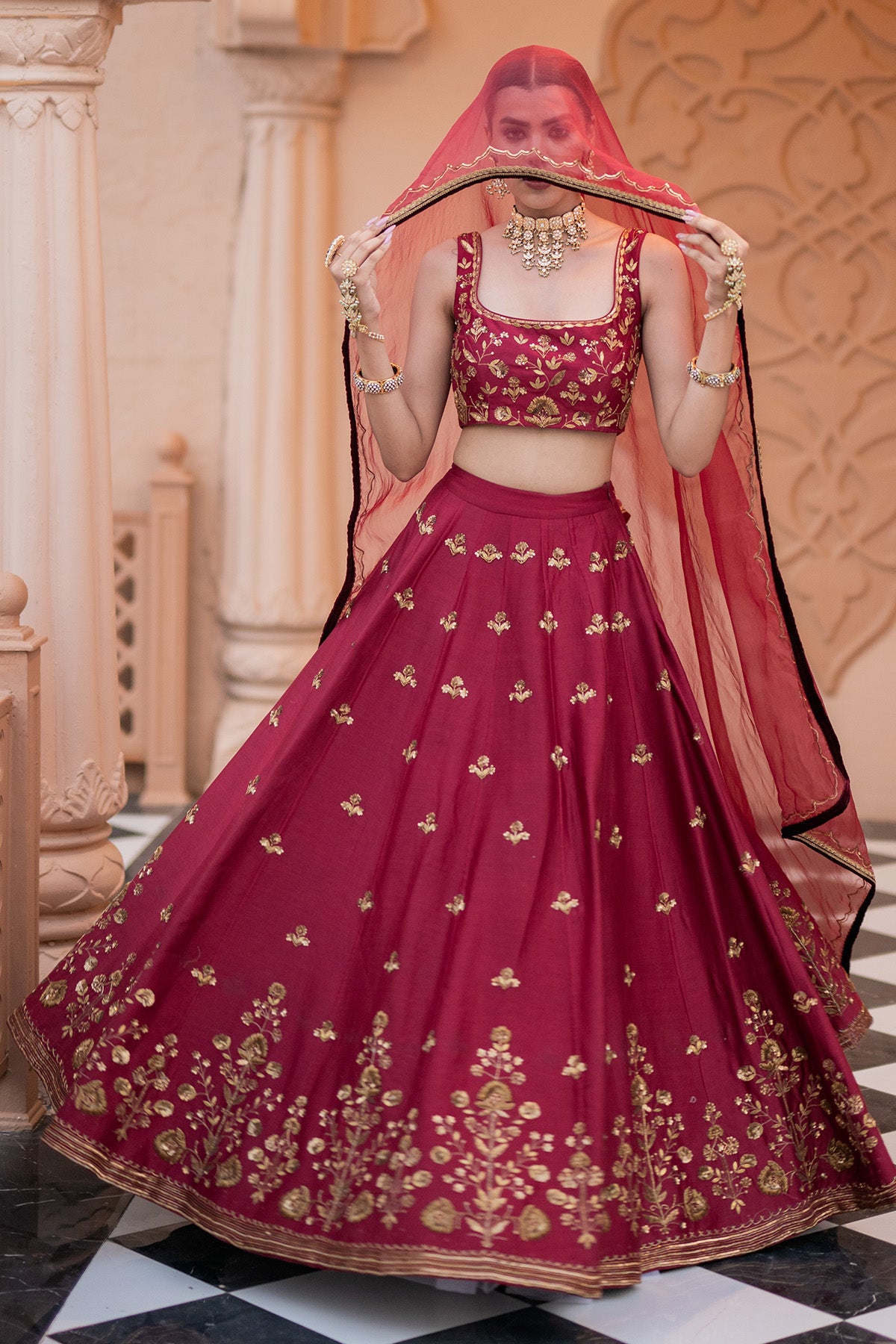 Maroon lehenga set