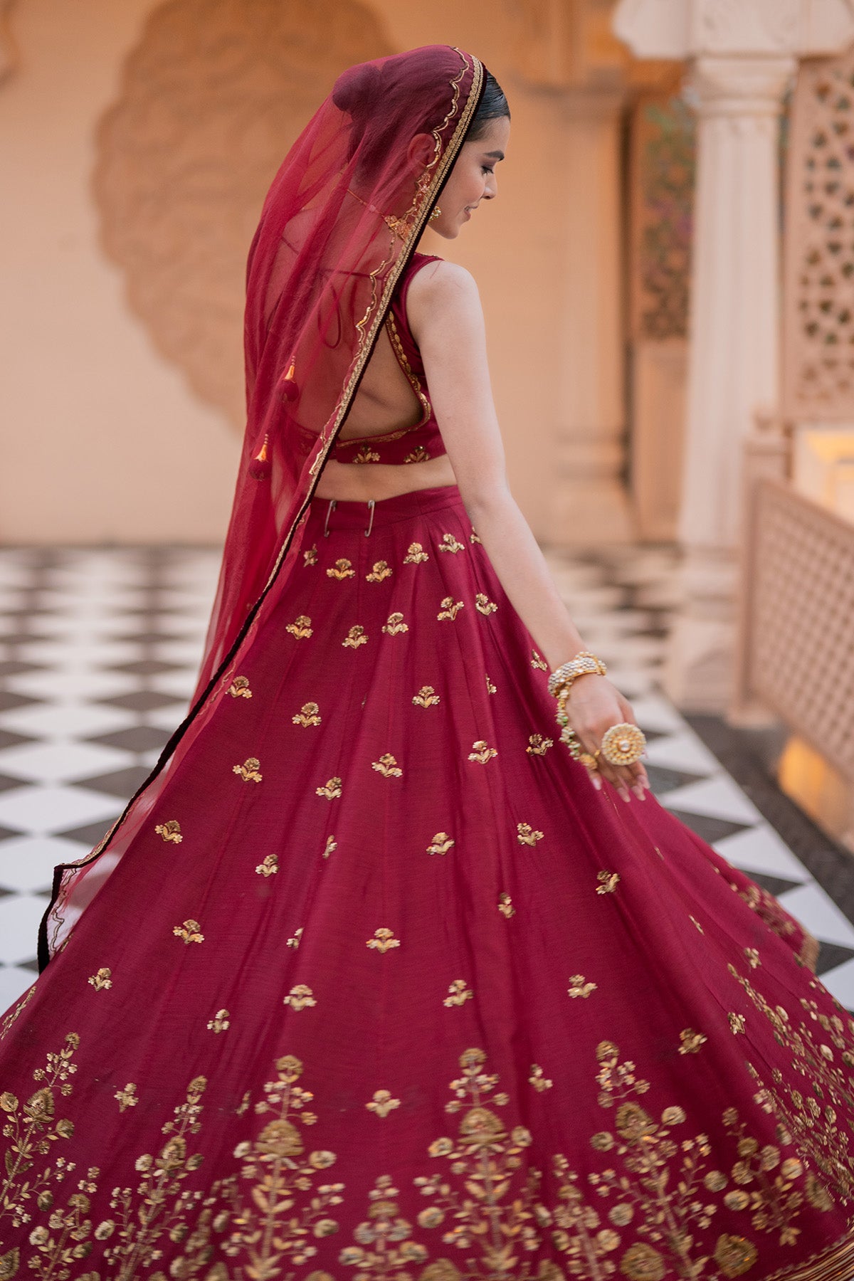 Maroon lehenga set