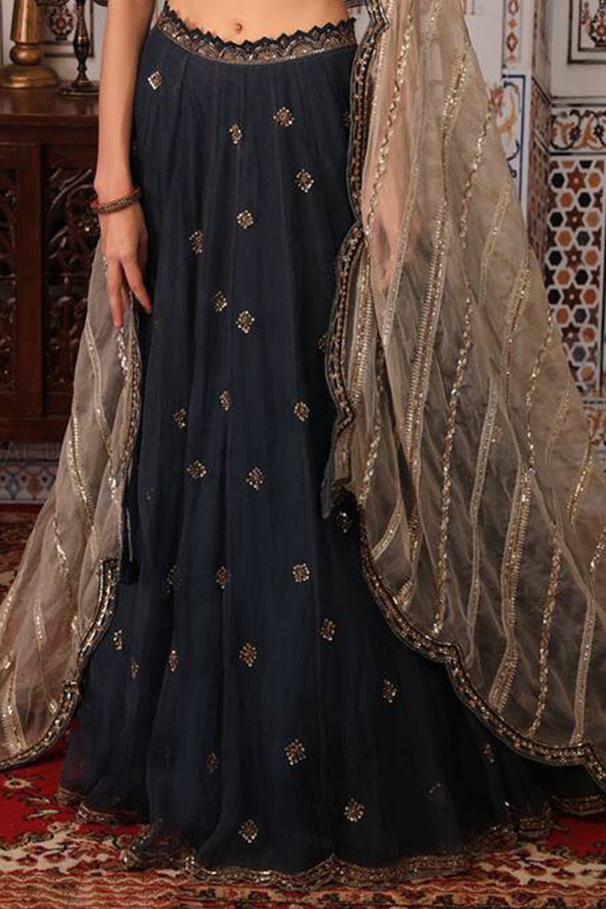 Blue embroidered lehenga set