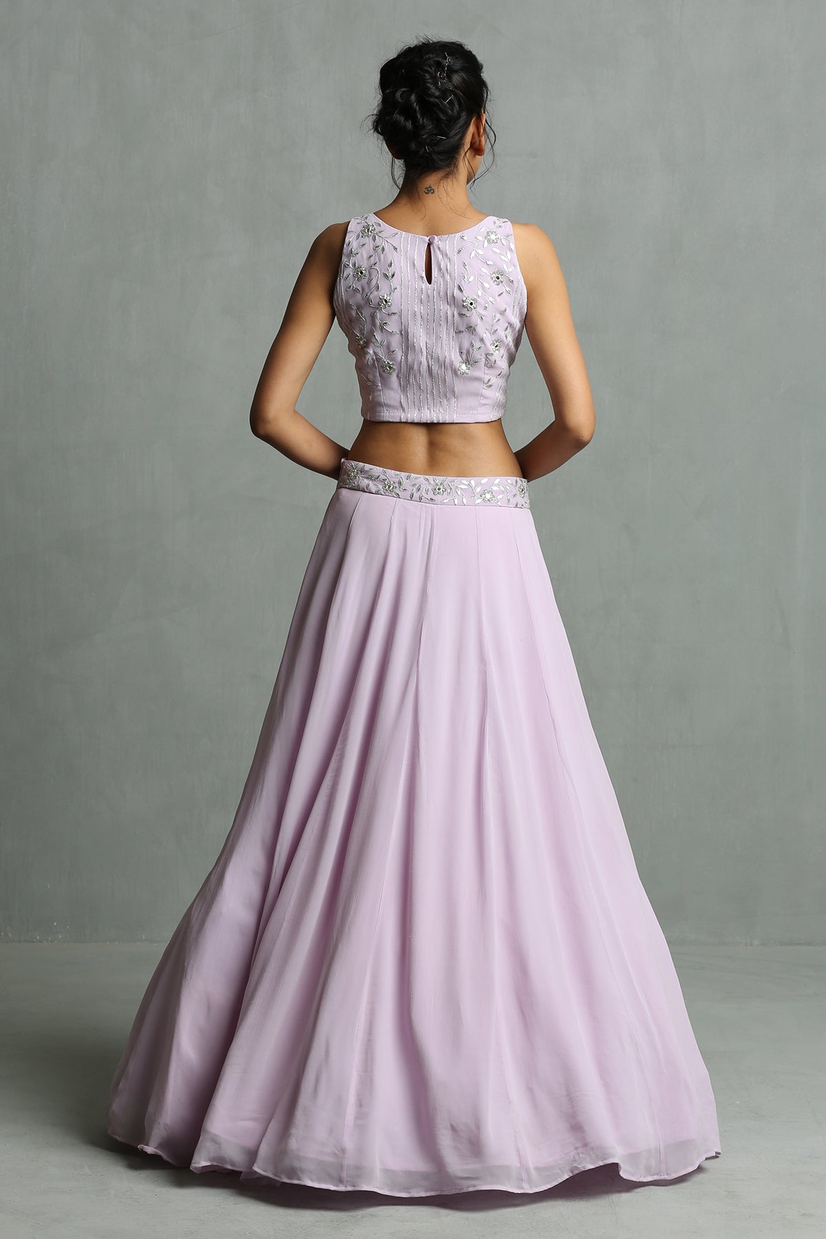 Lavender Halter Neck Crop Top & Skirt Set