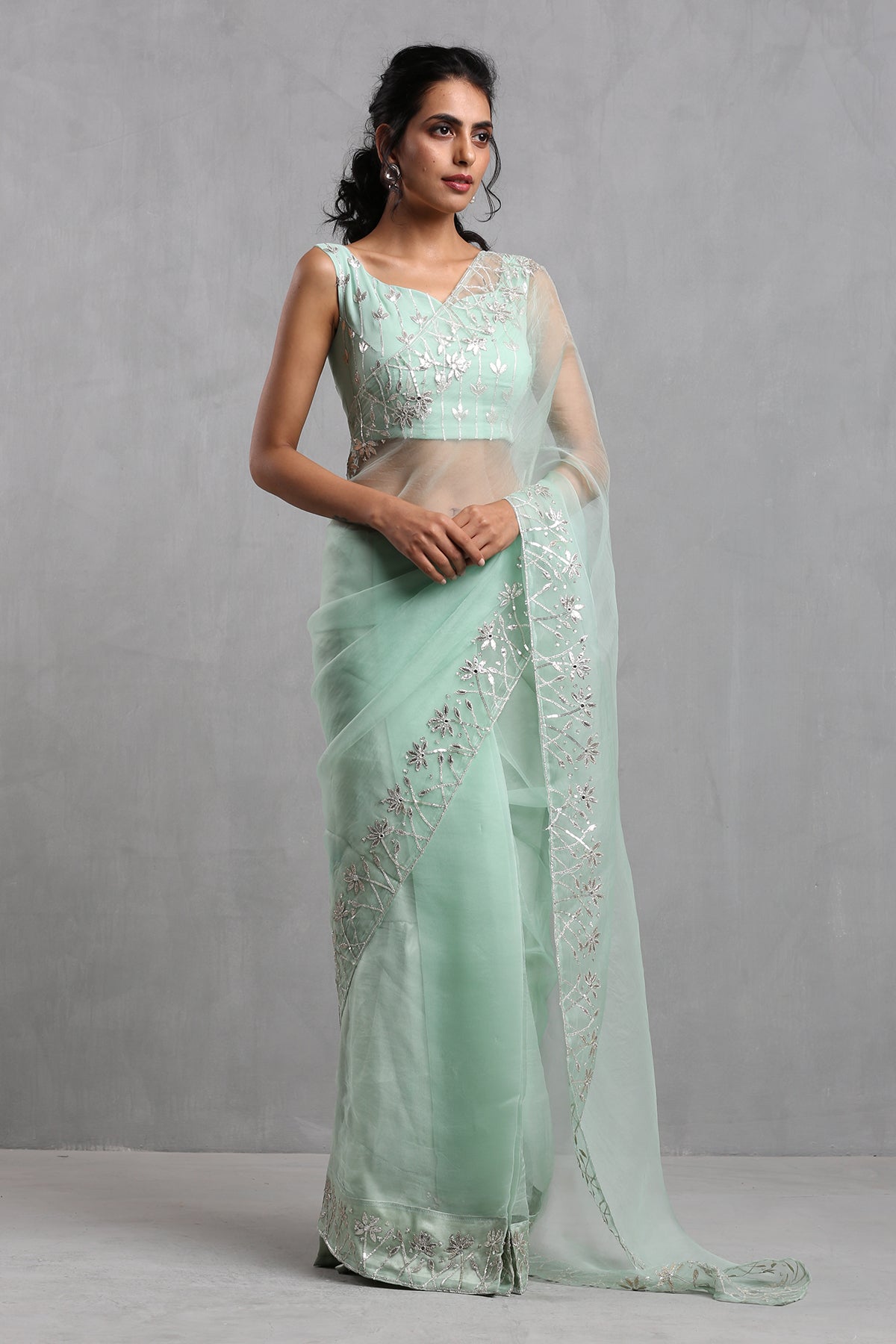 Mint Georgette Saree