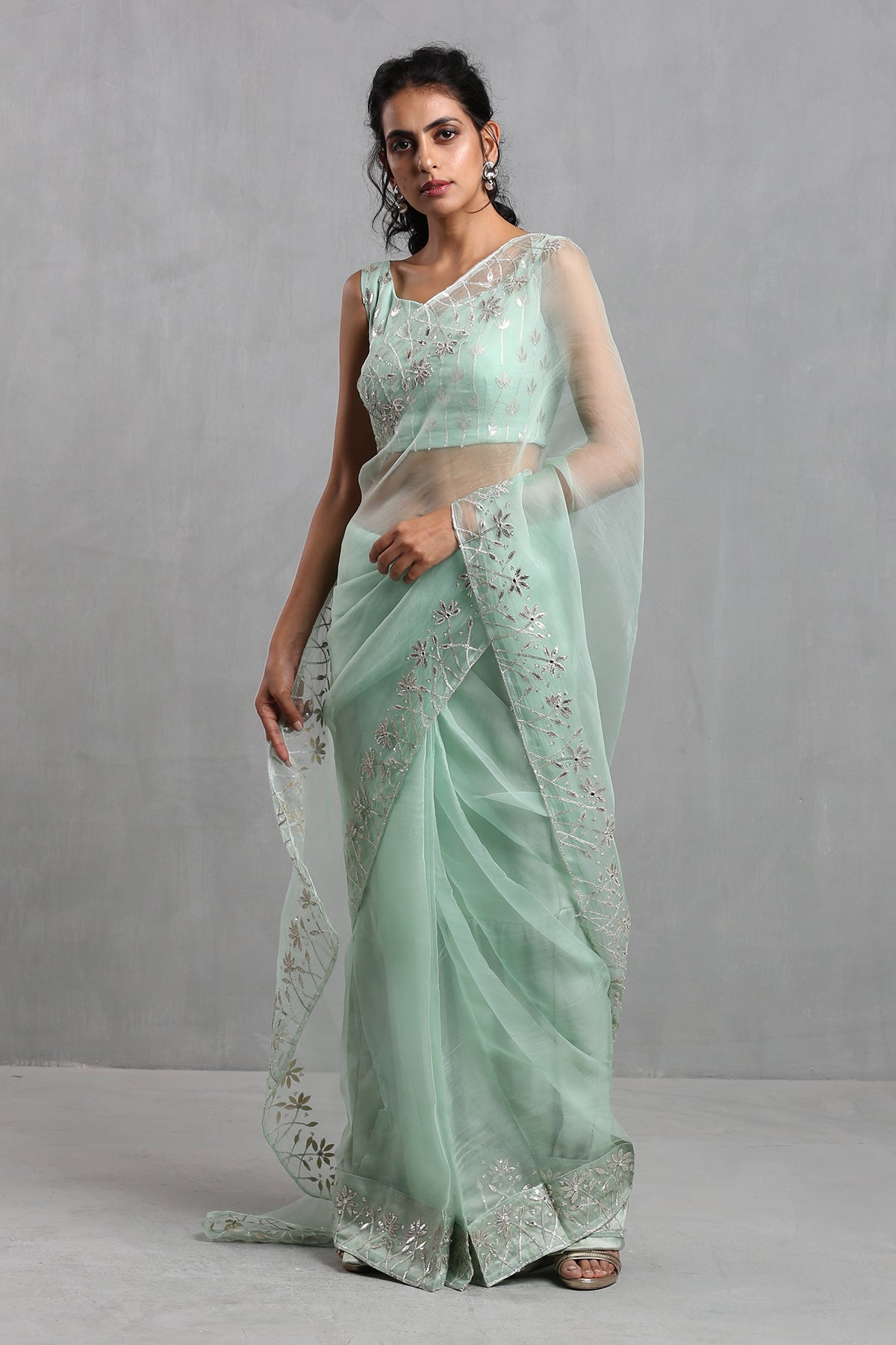 Mint Georgette Saree